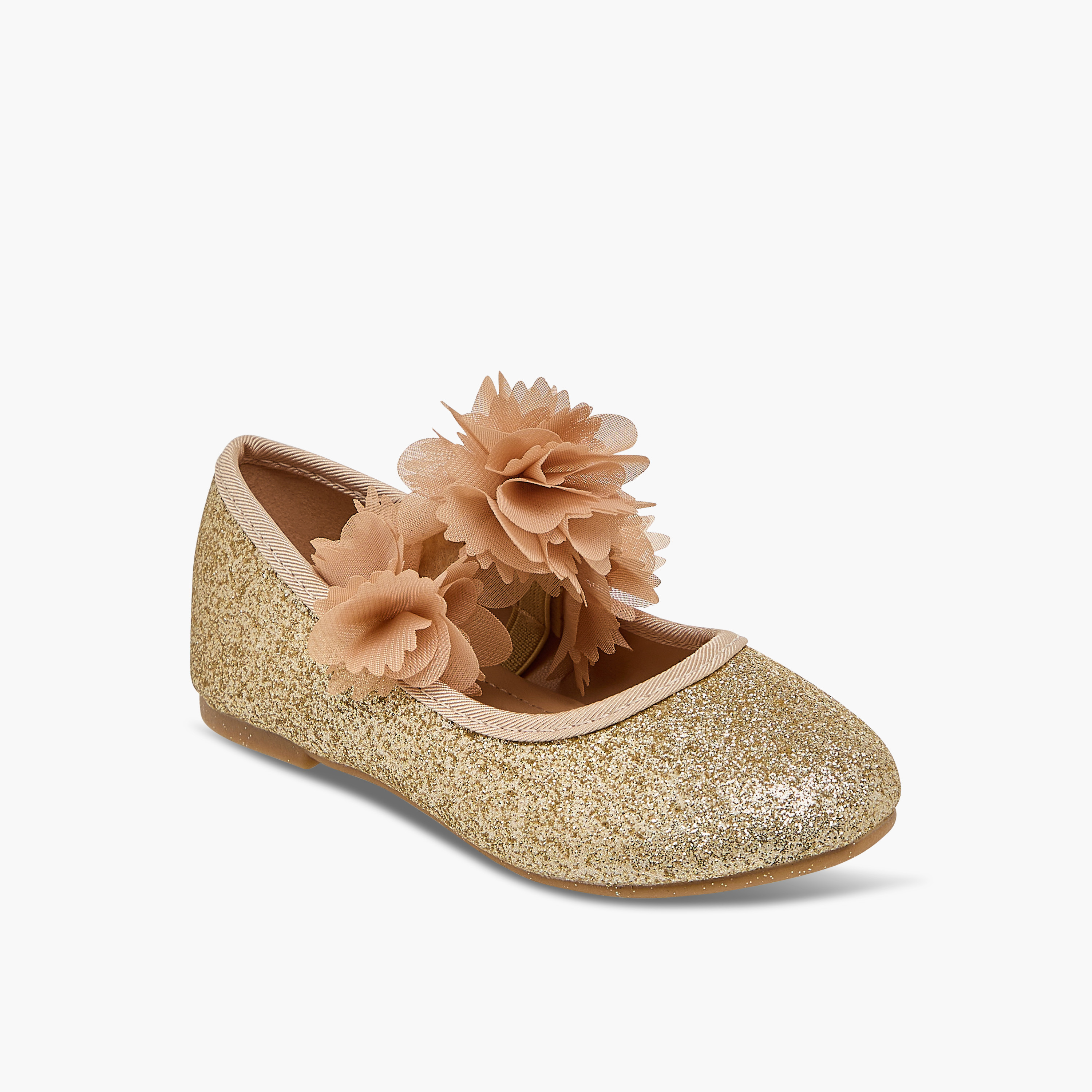 Flora Bella Embellished Ballerina Shoes with Elasticated Strap-girls-shoes-ballerinas-image-2