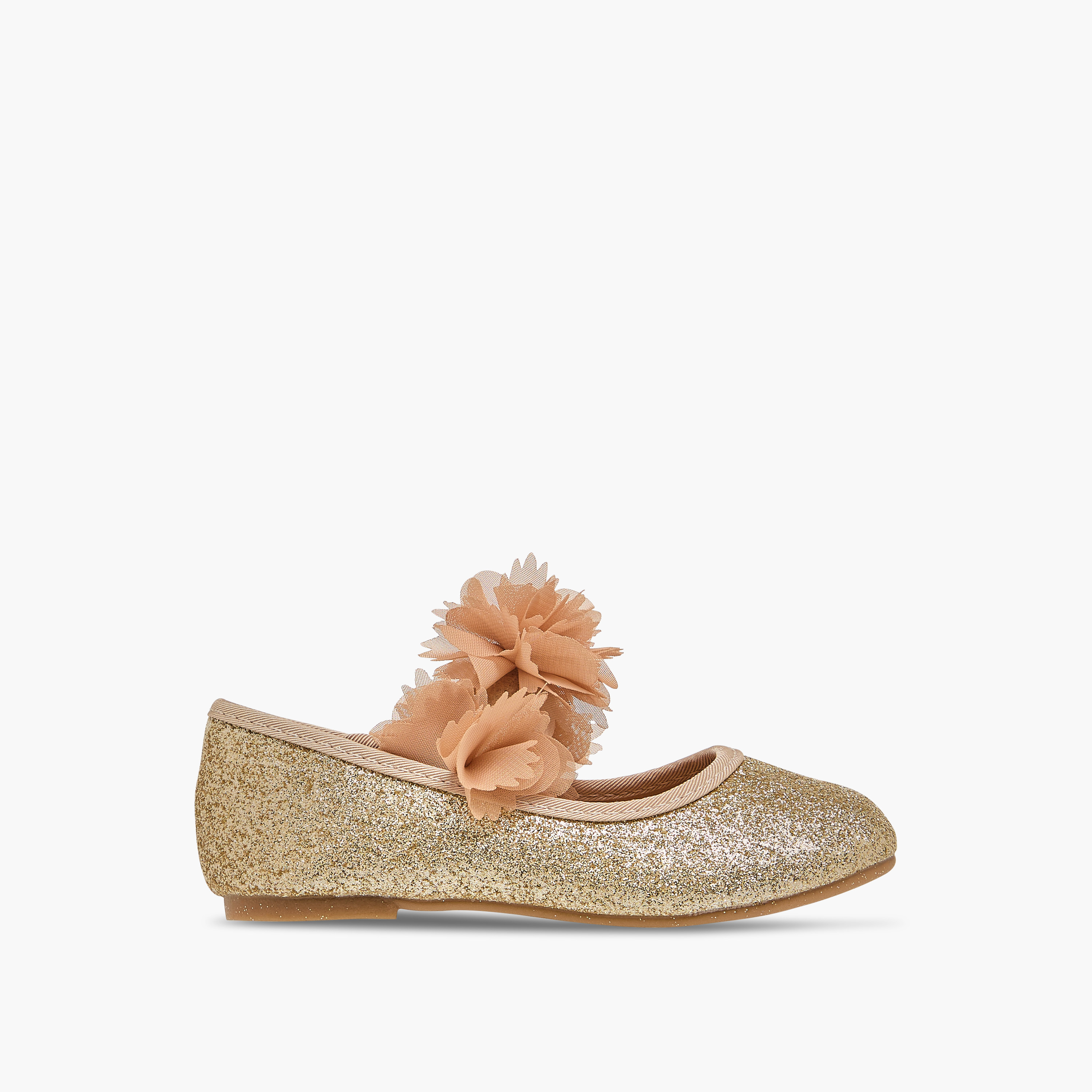 Flora Bella Embellished Ballerina Shoes with Elasticated Strap-girls-shoes-ballerinas-image-3