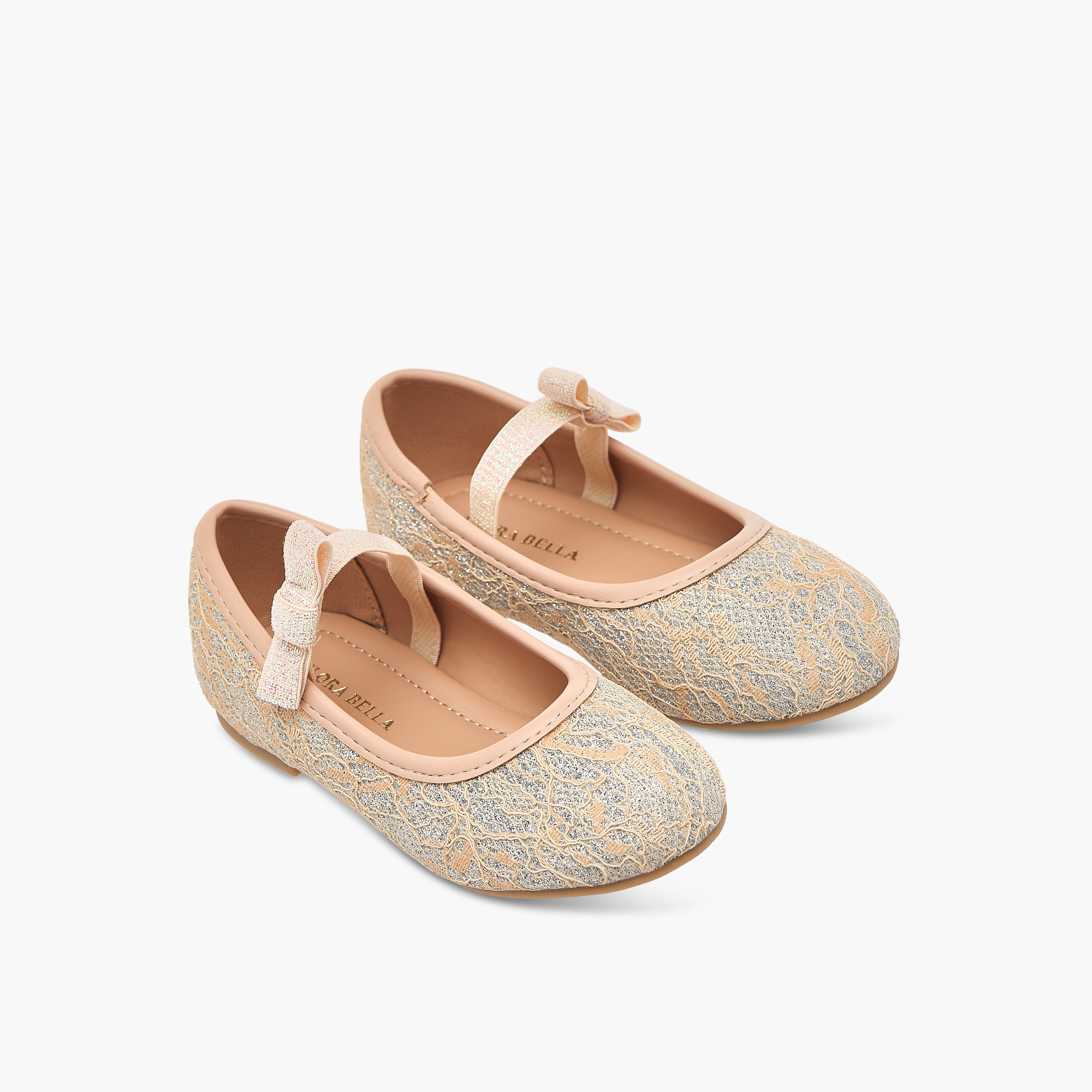 حذاء باليرينا بارز الملمس بحزام مطاطي من فلورا بيلا-girls-shoes-ballerinas-image-1