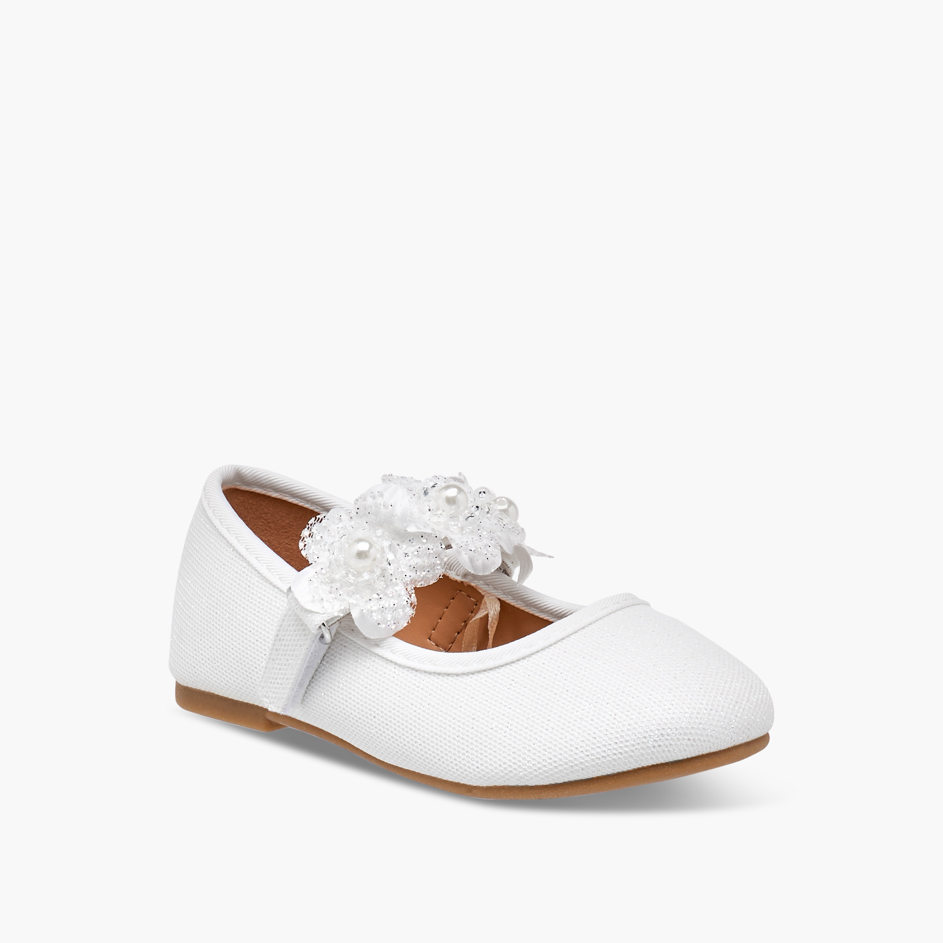 Flora Bella Floral Applique Ballerina Shoes with Hook and Loop Closure-girls-shoes-ballerinas-image-2