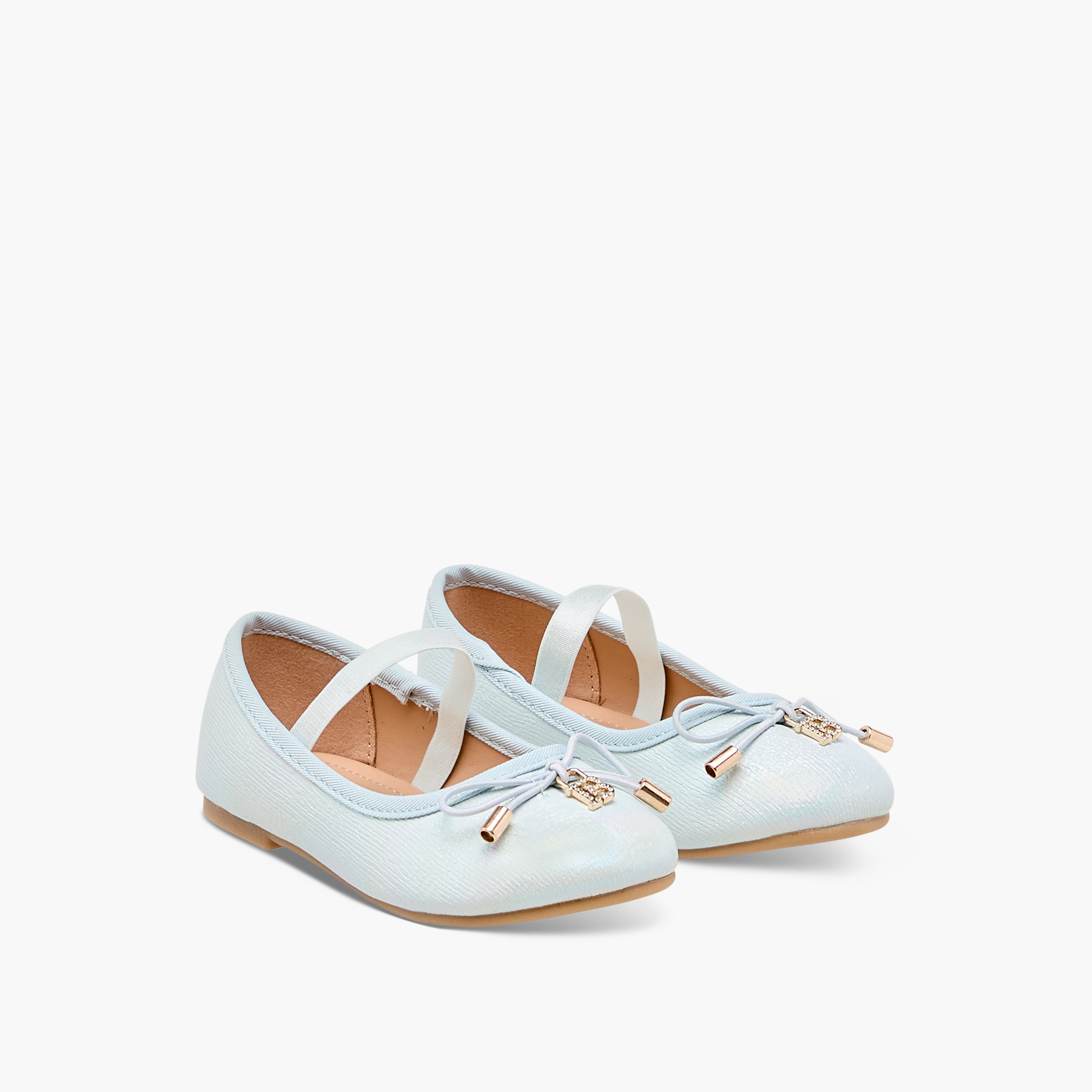 Flora Bella Bow Accent Ballerina Shoes with Elasticated Strap-girls-shoes-ballerinas-image-1