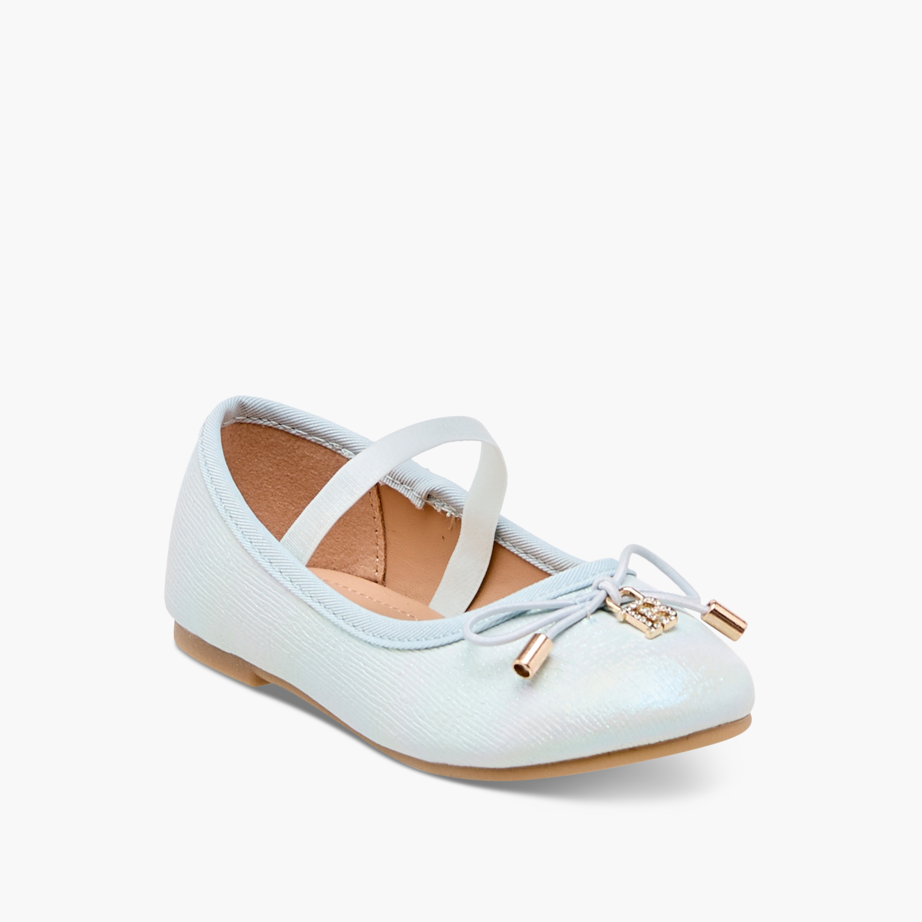 Flora Bella Bow Accent Ballerina Shoes with Elasticated Strap-girls-shoes-ballerinas-image-2
