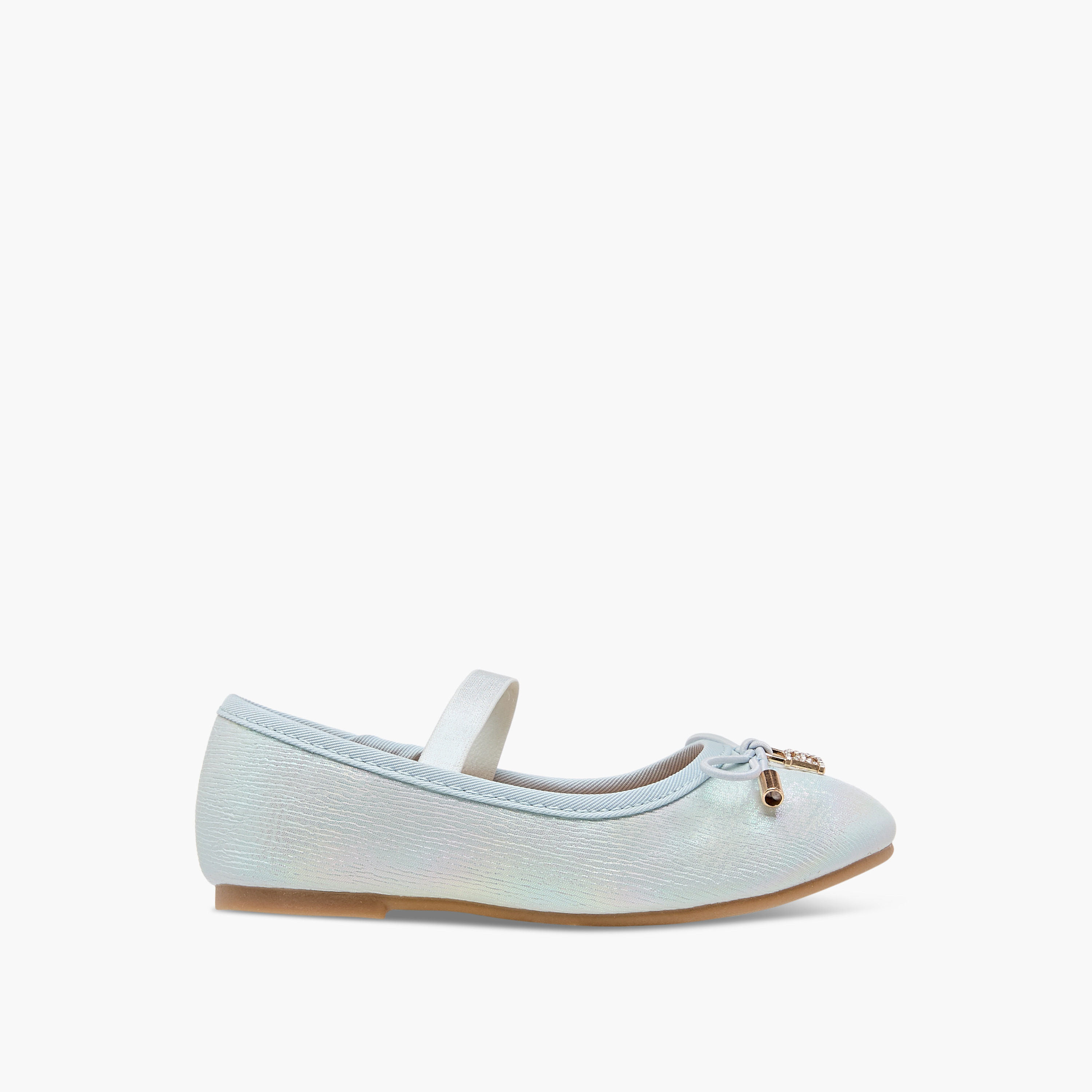 Flora Bella Bow Accent Ballerina Shoes with Elasticated Strap-girls-shoes-ballerinas-image-3