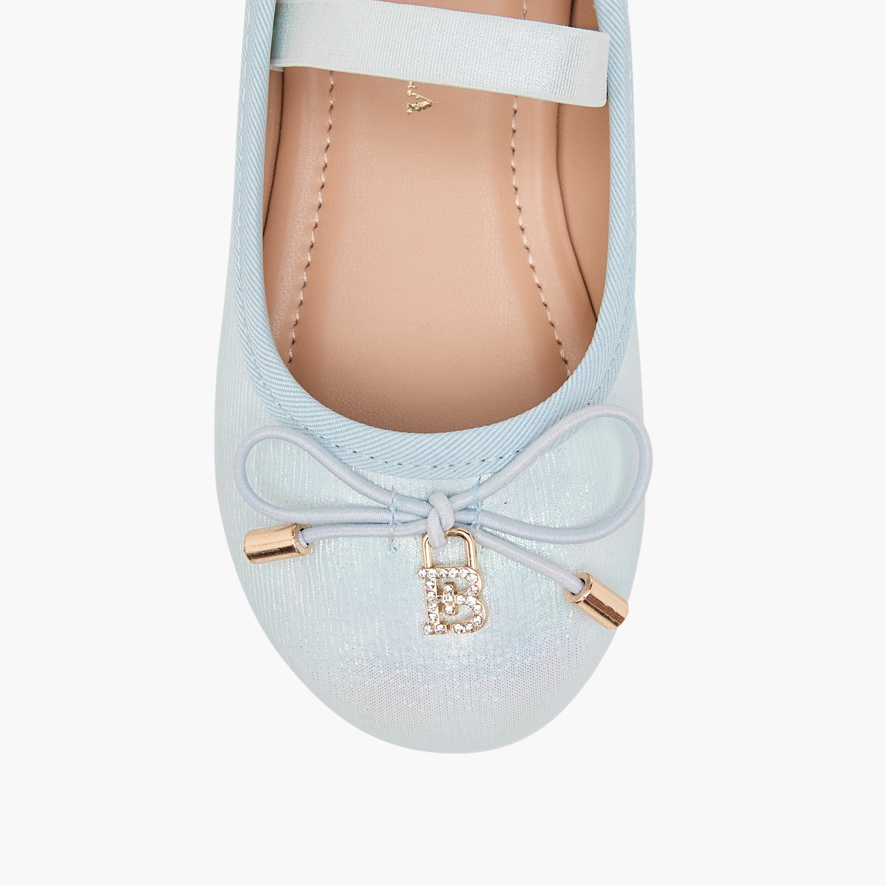 Flora Bella Bow Accent Ballerina Shoes with Elasticated Strap-girls-shoes-ballerinas-image-4