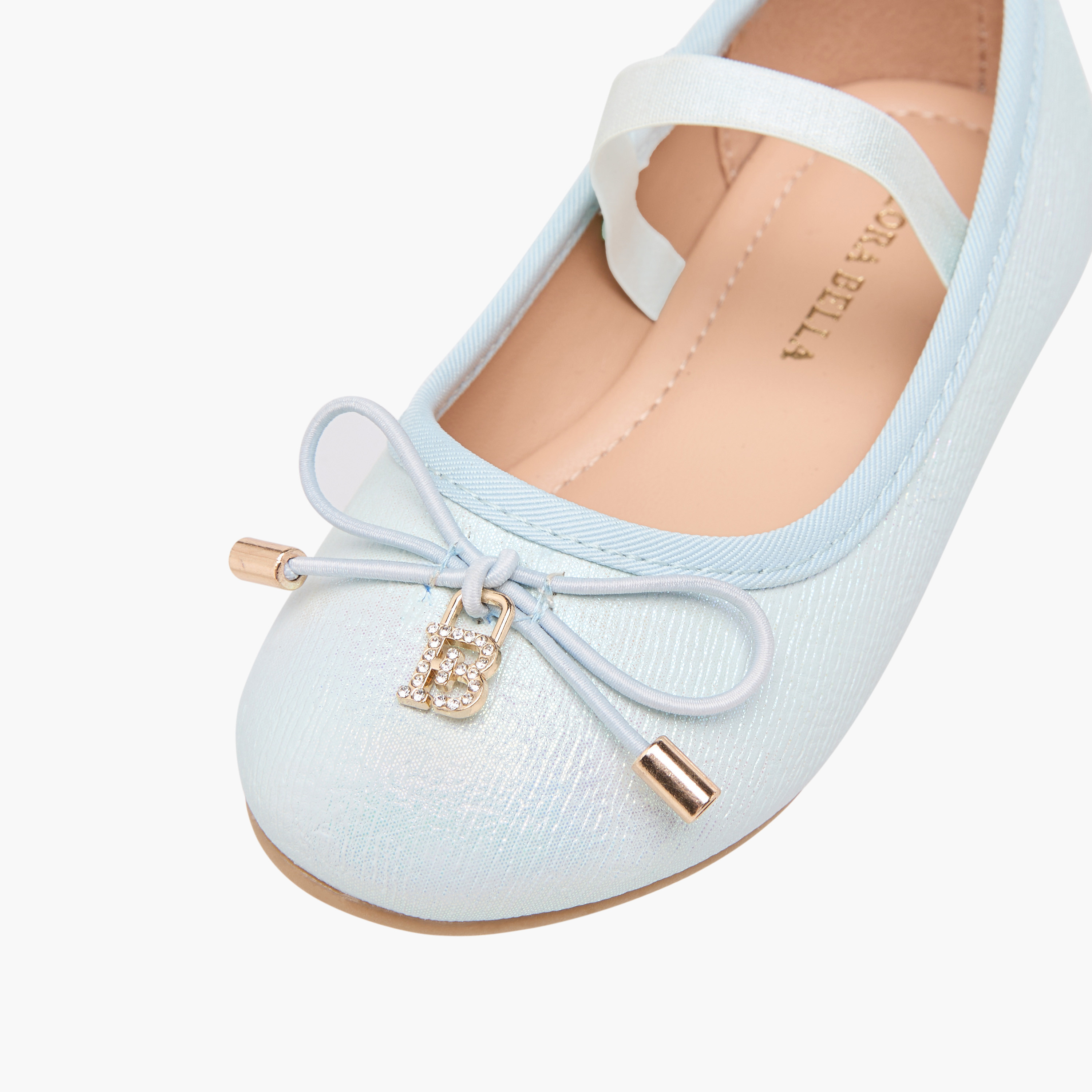 Flora Bella Bow Accent Ballerina Shoes with Elasticated Strap-girls-shoes-ballerinas-image-6