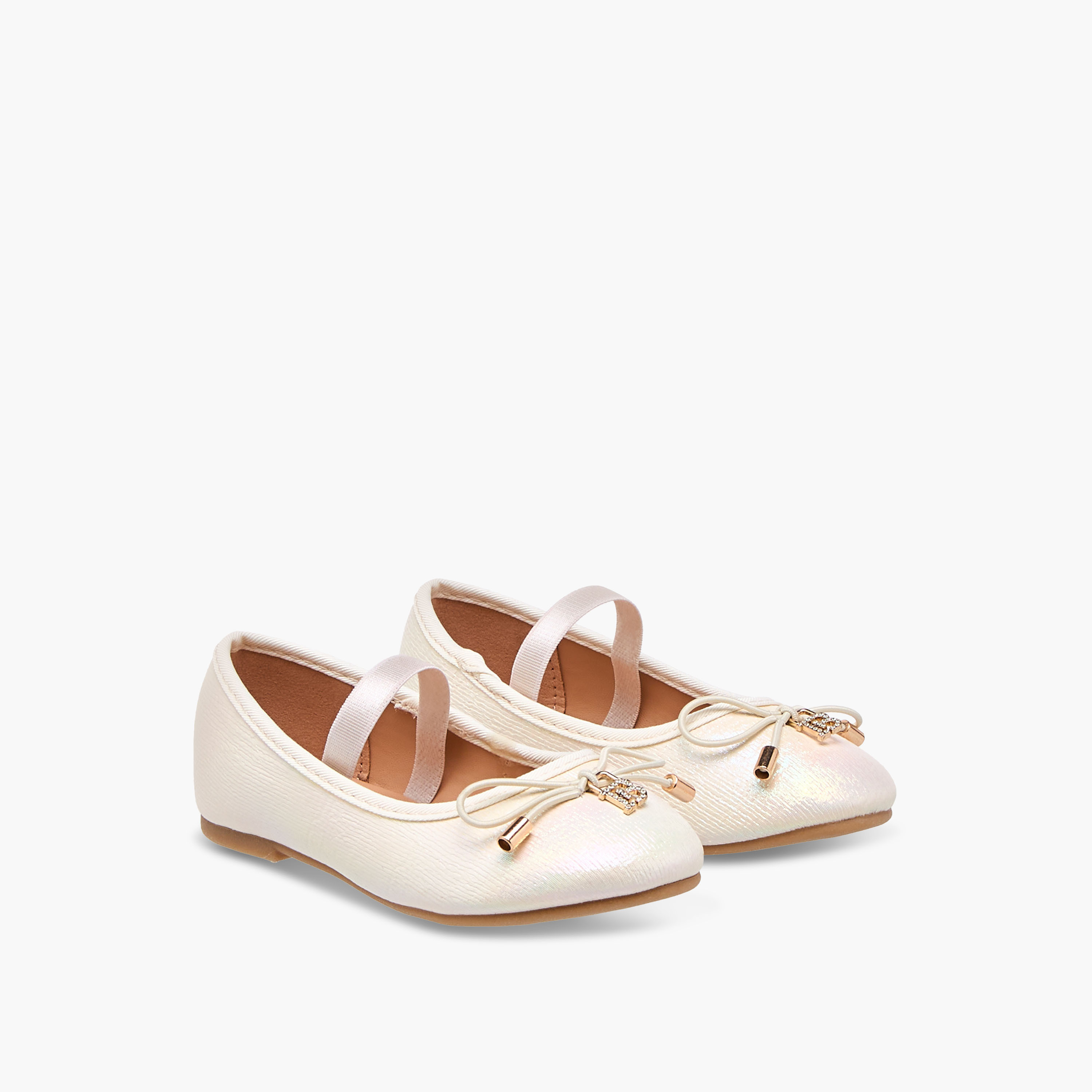 Flora Bella Bow Accent Ballerina Shoes with Elasticated Strap-girls-shoes-ballerinas-image-1