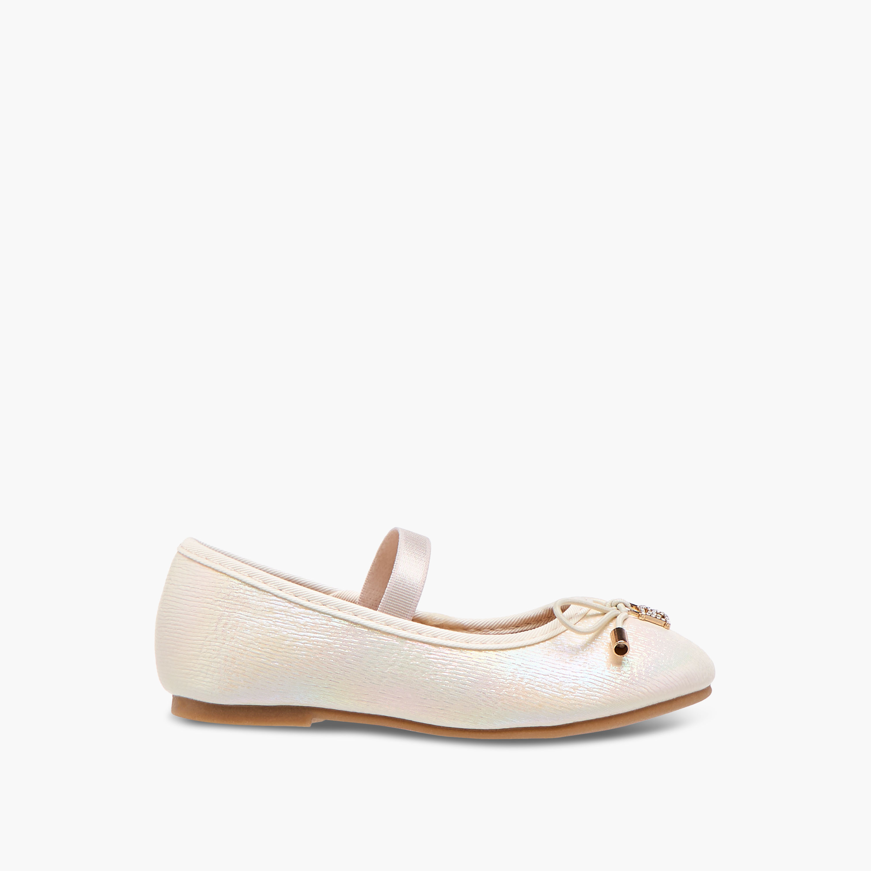 Flora Bella Bow Accent Ballerina Shoes with Elasticated Strap-girls-shoes-ballerinas-image-3
