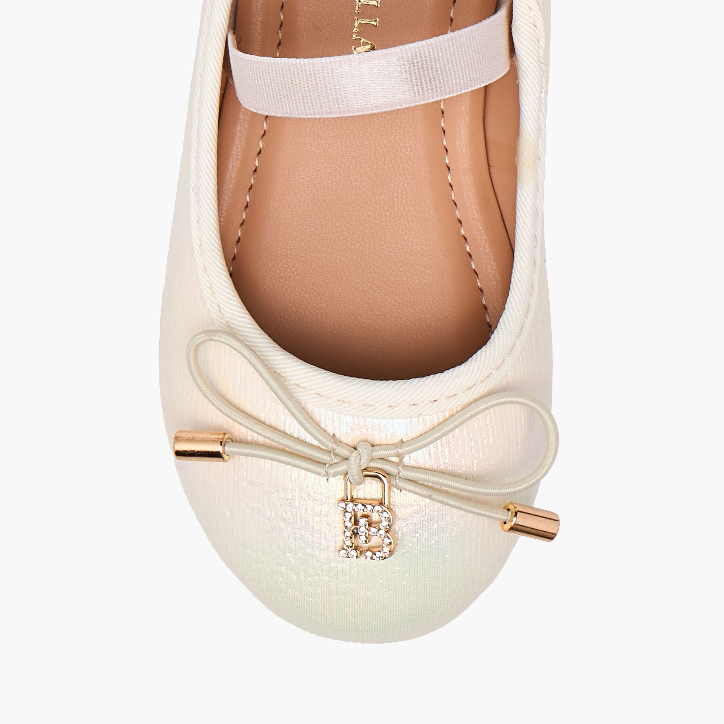 Flora Bella Bow Accent Ballerina Shoes with Elasticated Strap-girls-shoes-ballerinas-image-4