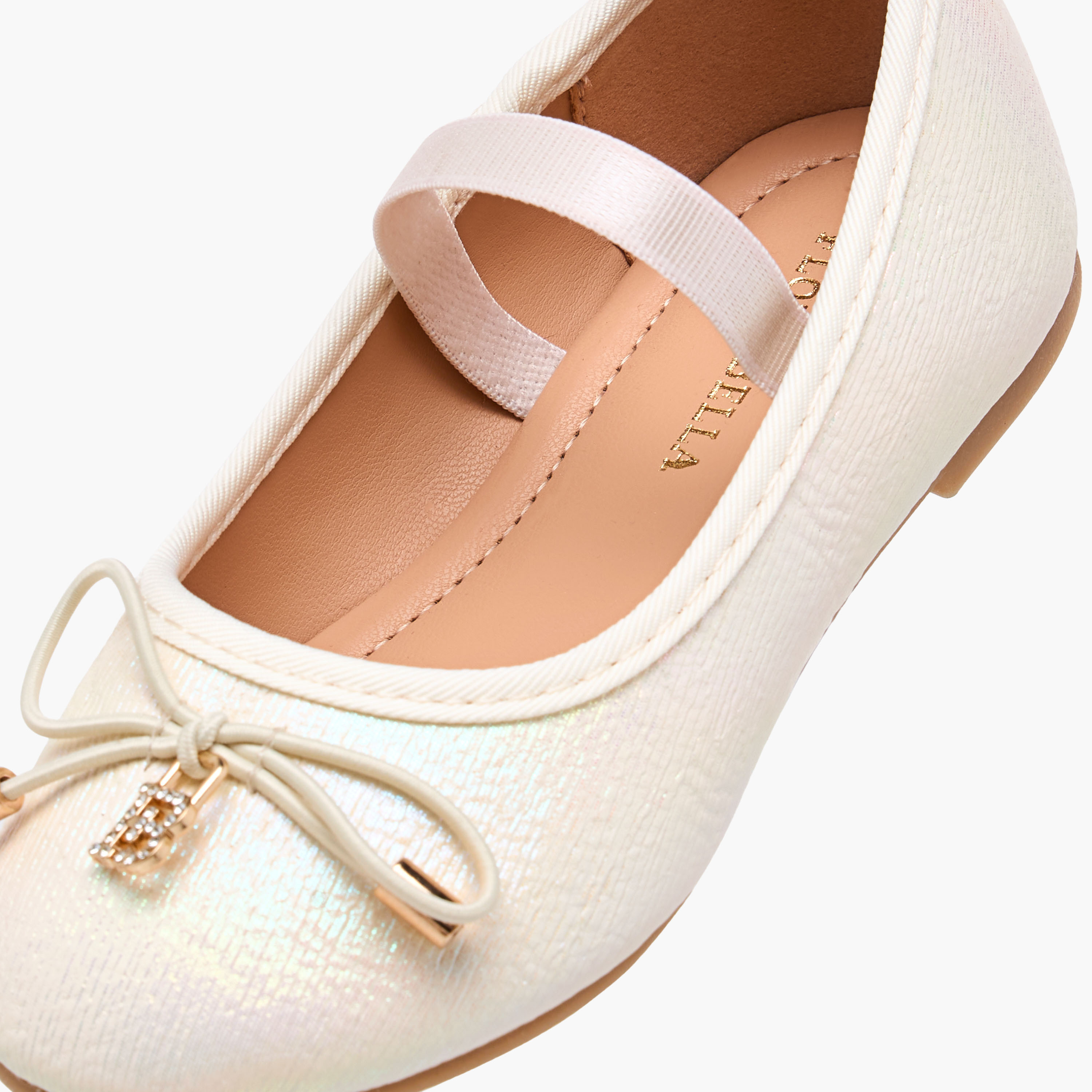 Flora Bella Bow Accent Ballerina Shoes with Elasticated Strap-girls-shoes-ballerinas-image-6