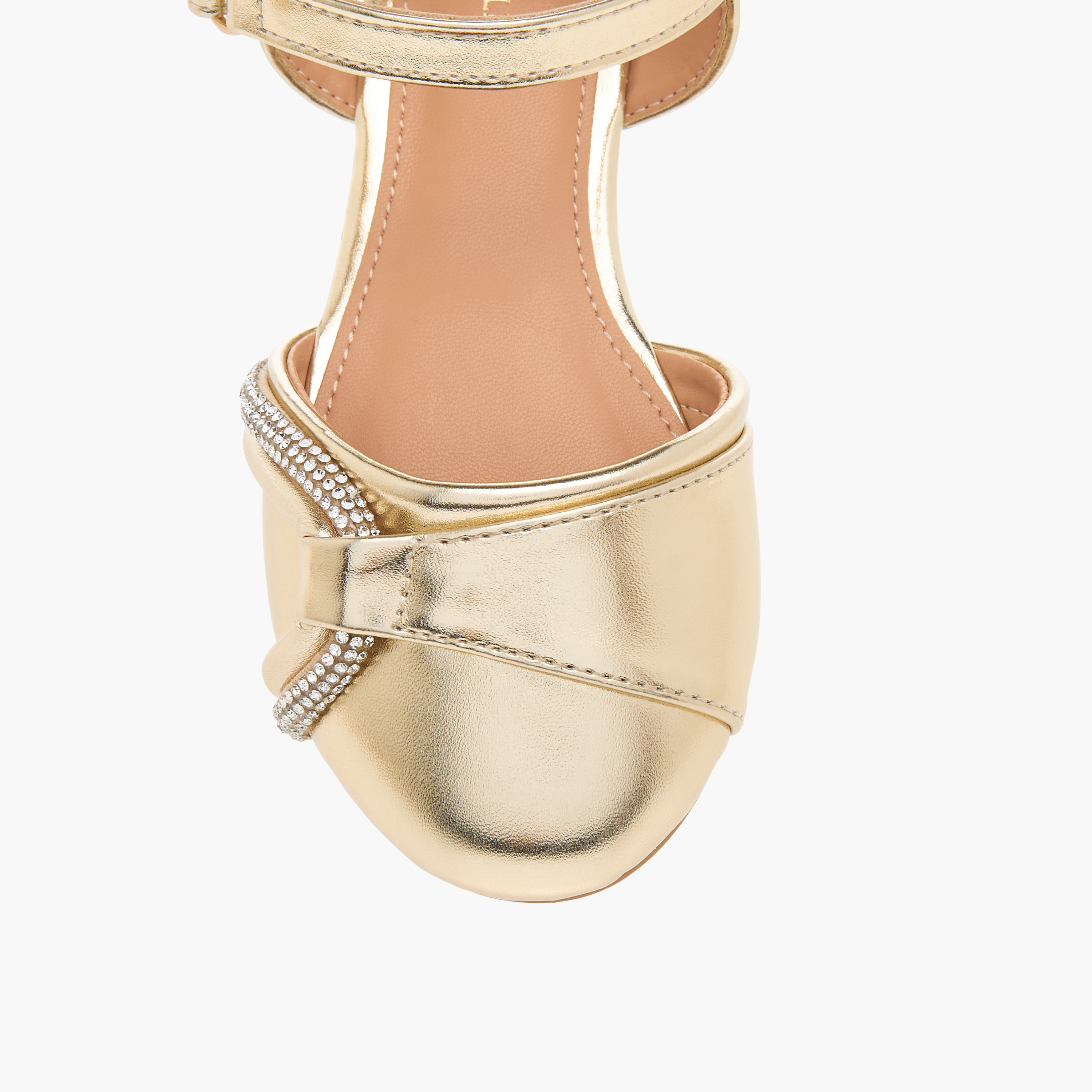 Flora Bella Embellished Strap Sandals with Hook and Loop Closure-girls-shoes-sandals-image-2