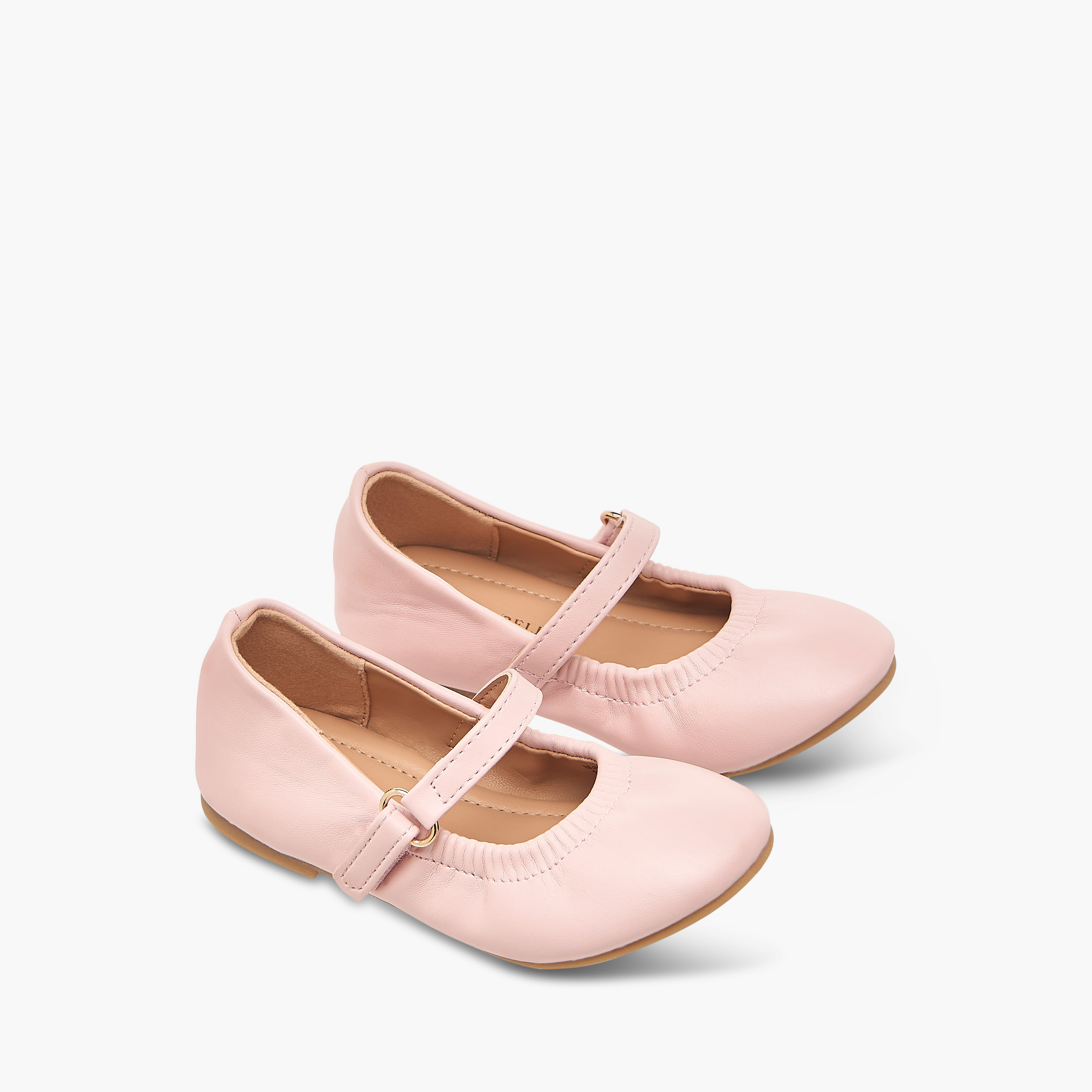Flora Bella Solid Ballerina Shoes with Hook and Loop Closure-girls-shoes-maryjanes-image-1