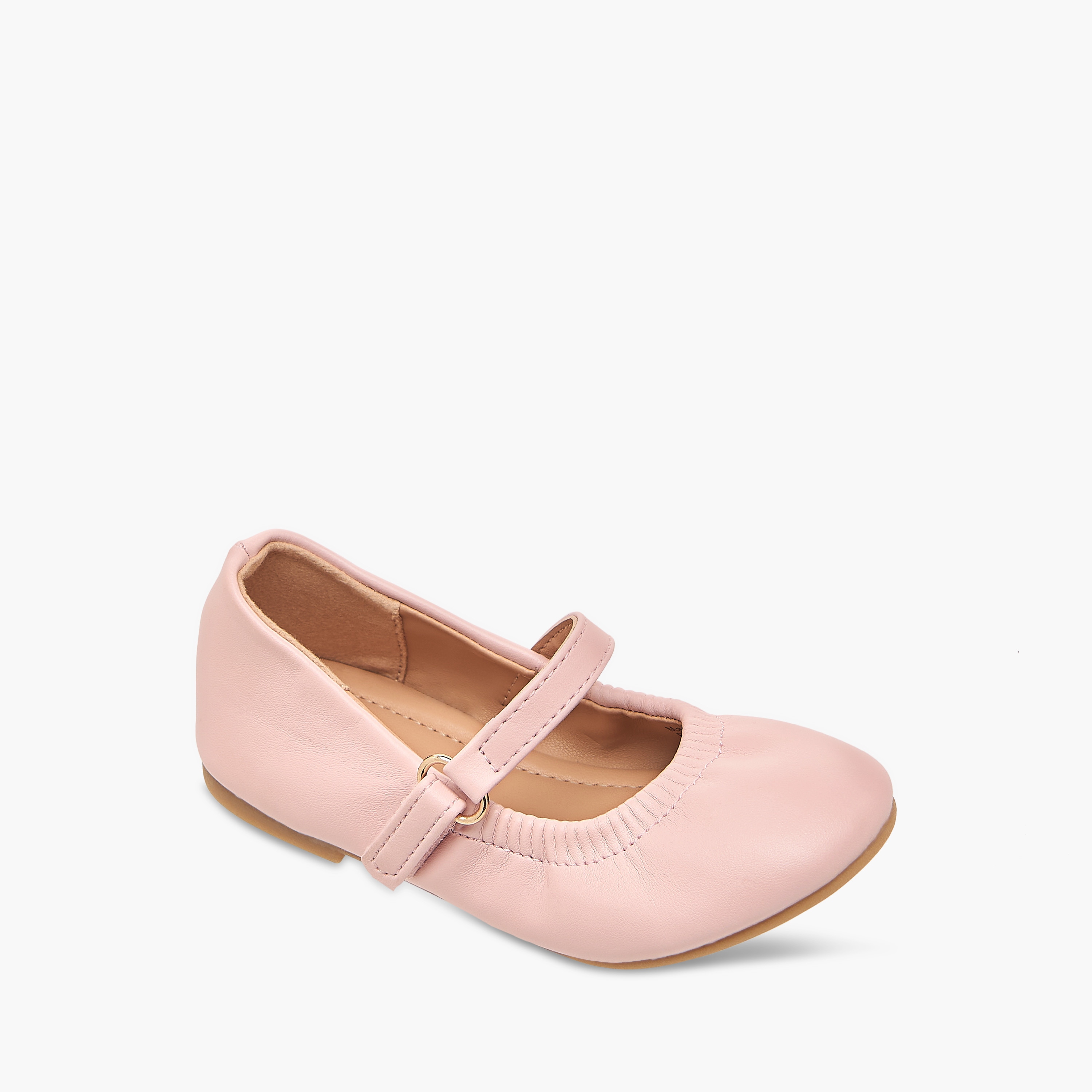 Flora Bella Solid Ballerina Shoes with Hook and Loop Closure-girls-shoes-maryjanes-image-2