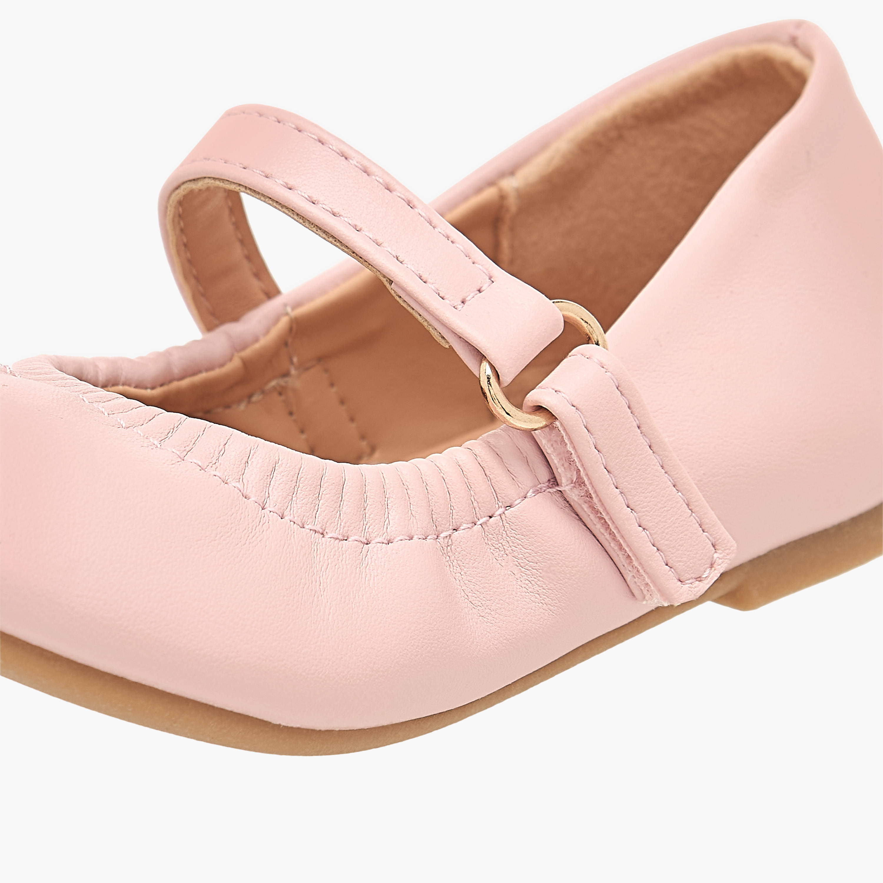 Flora Bella Solid Ballerina Shoes with Hook and Loop Closure-girls-shoes-maryjanes-image-6