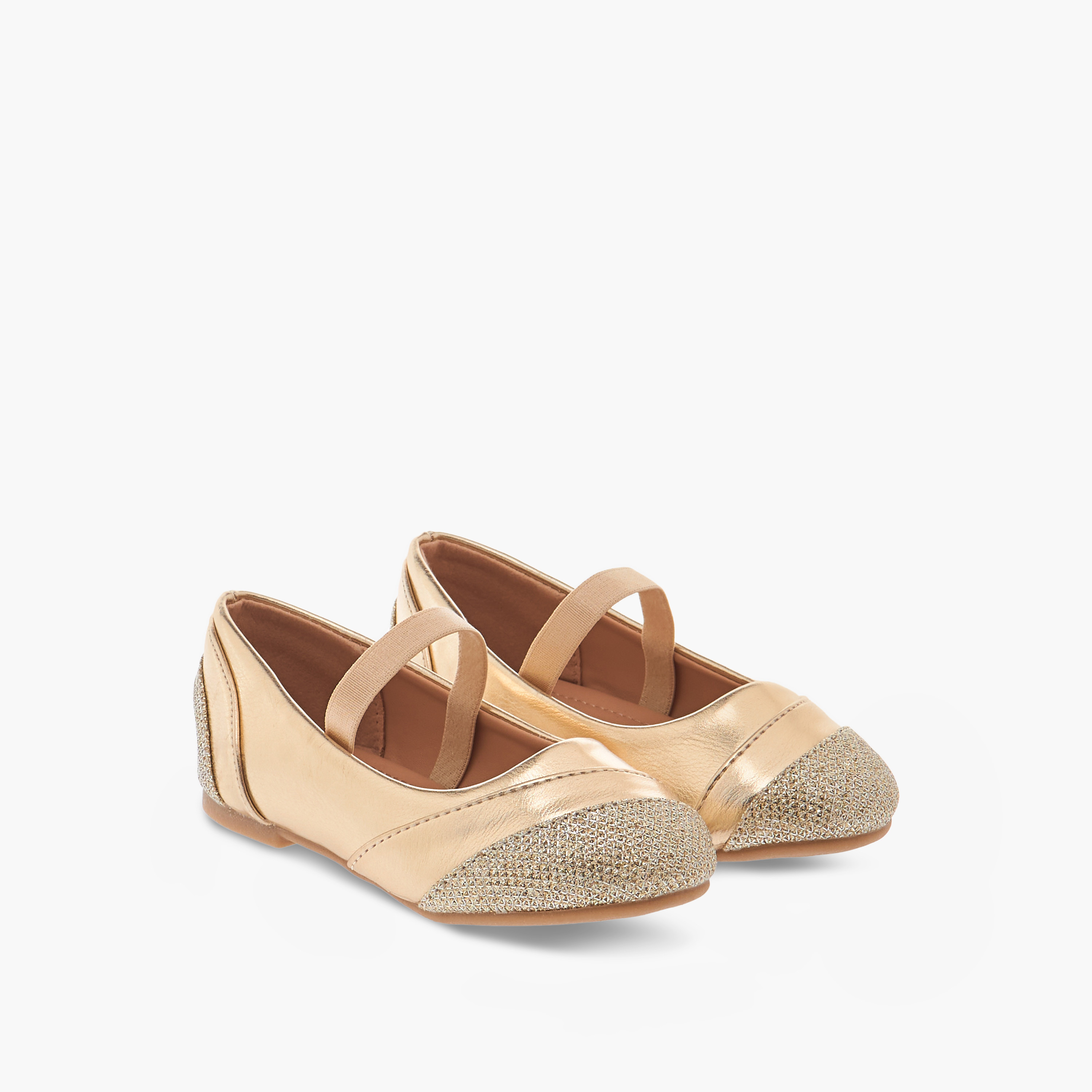 Flora Bella Textured Ballerina Shoes with Elasticated Strap-girls-shoes-ballerinas-image-1