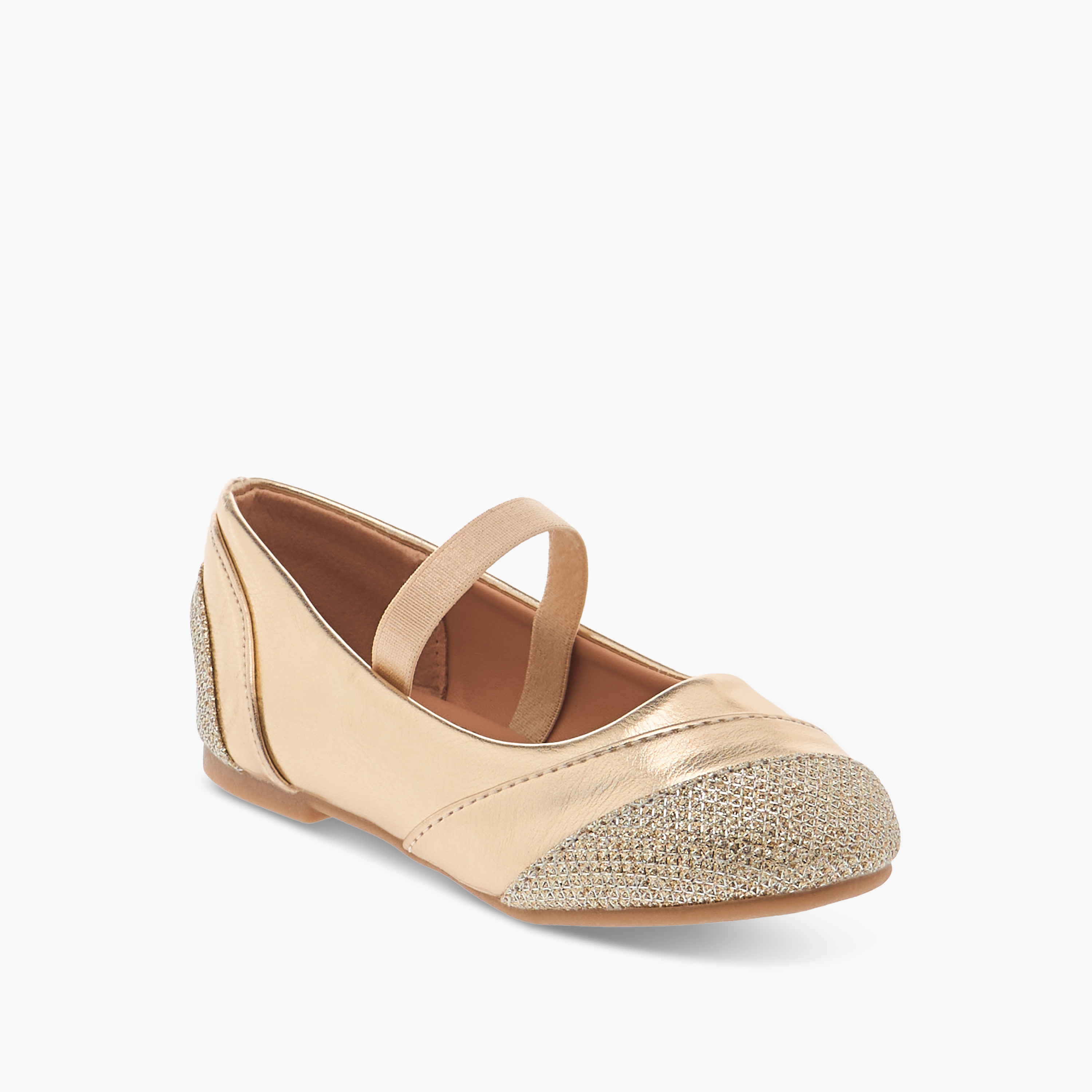 Flora Bella Textured Ballerina Shoes with Elasticated Strap-girls-shoes-ballerinas-image-2