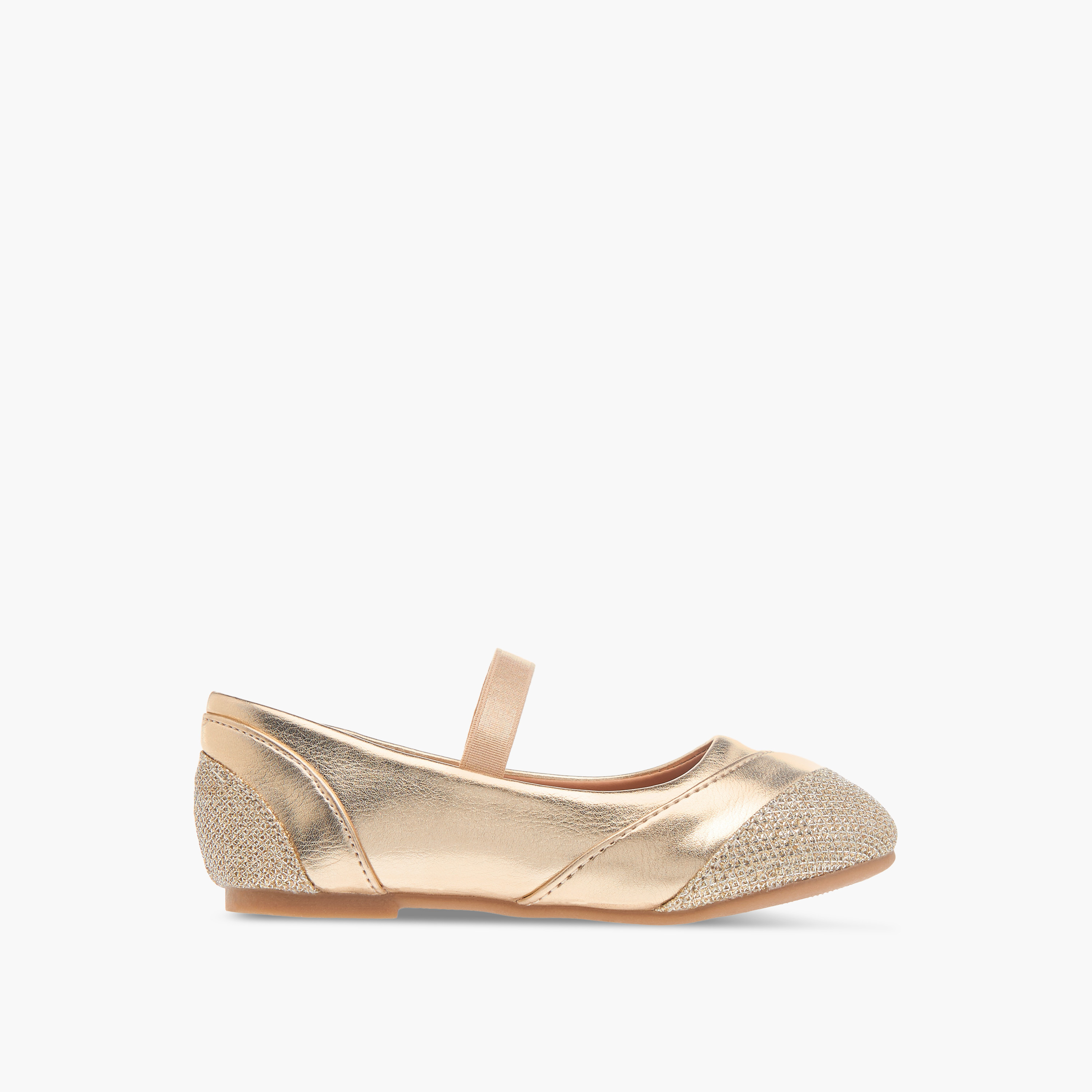 Flora Bella Textured Ballerina Shoes with Elasticated Strap-girls-shoes-ballerinas-image-3