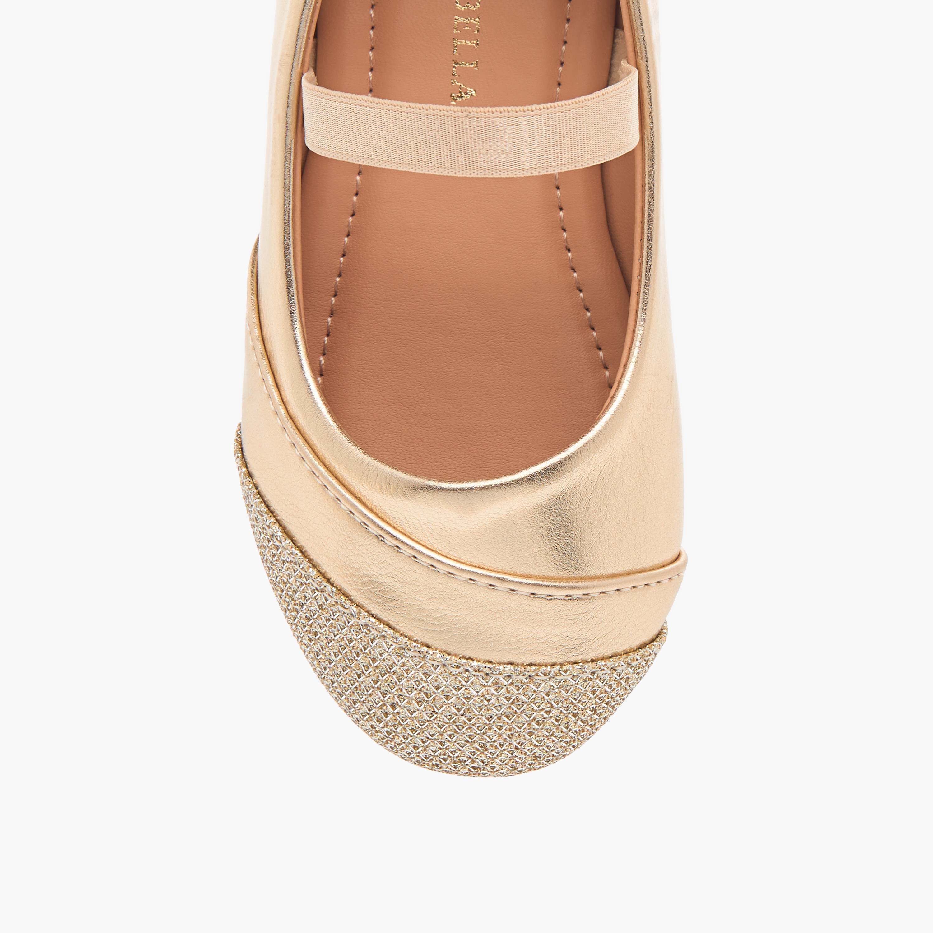 Flora Bella Textured Ballerina Shoes with Elasticated Strap-girls-shoes-ballerinas-image-4