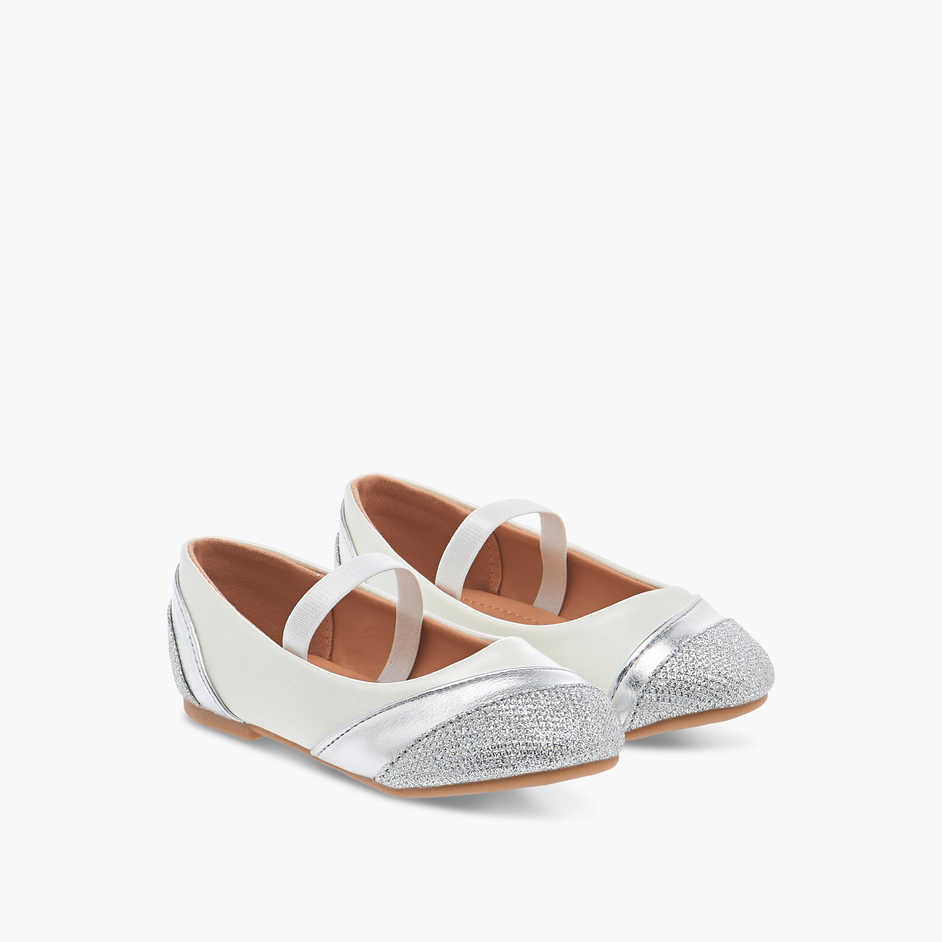 Flora Bella Textured Ballerina Shoes with Elasticated Strap-girls-shoes-ballerinas-image-1