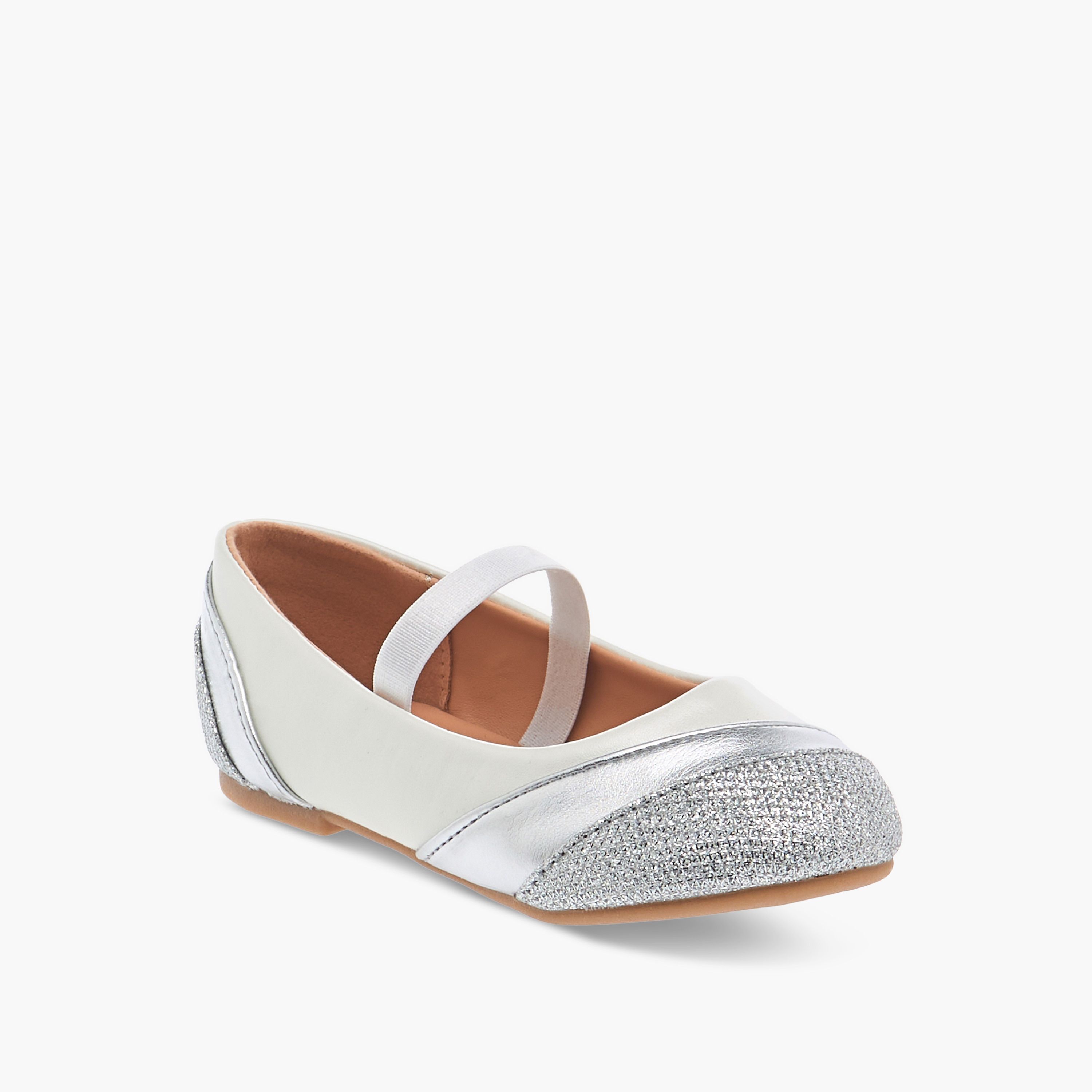Flora Bella Textured Ballerina Shoes with Elasticated Strap-girls-shoes-ballerinas-image-2