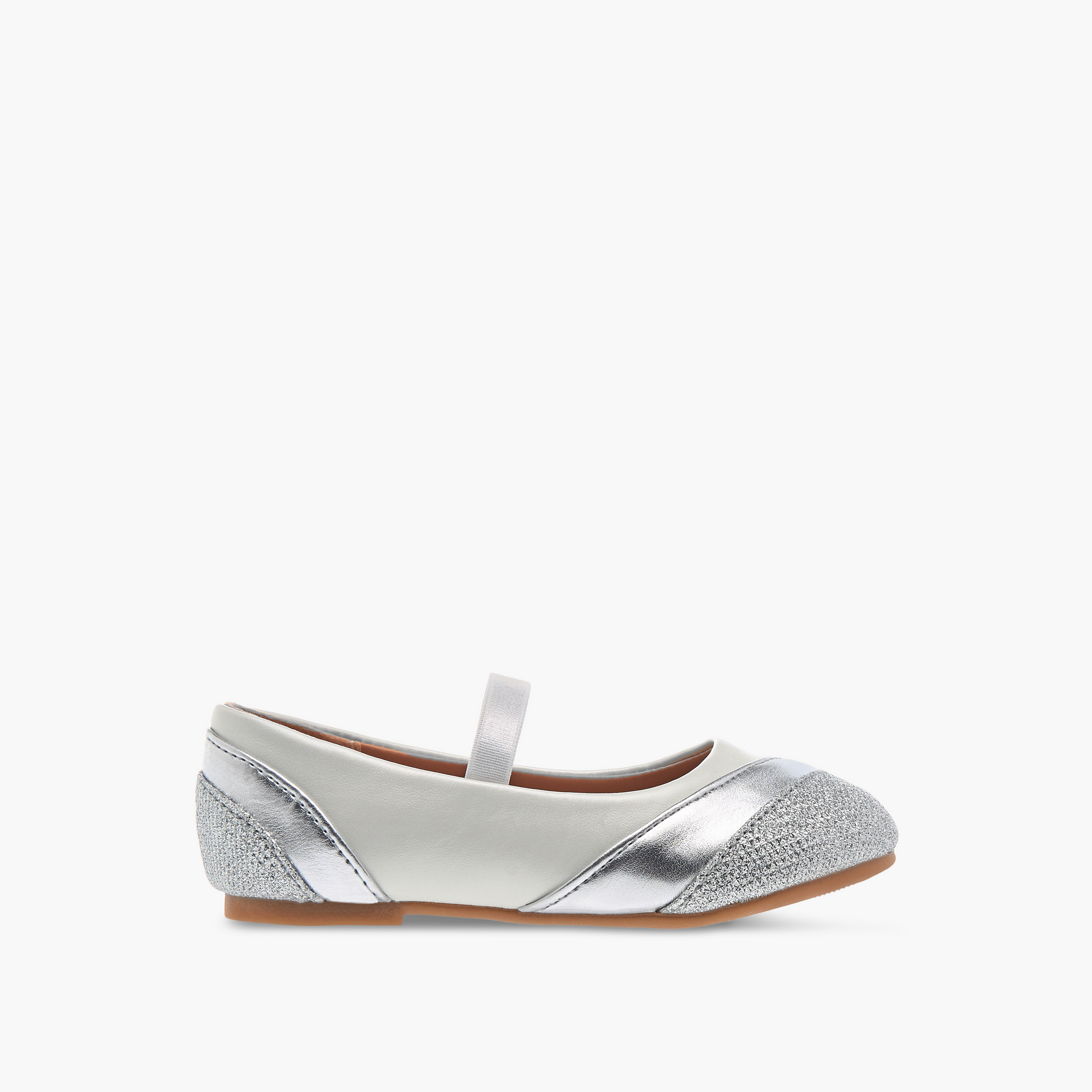 Flora Bella Textured Ballerina Shoes with Elasticated Strap-girls-shoes-ballerinas-image-3