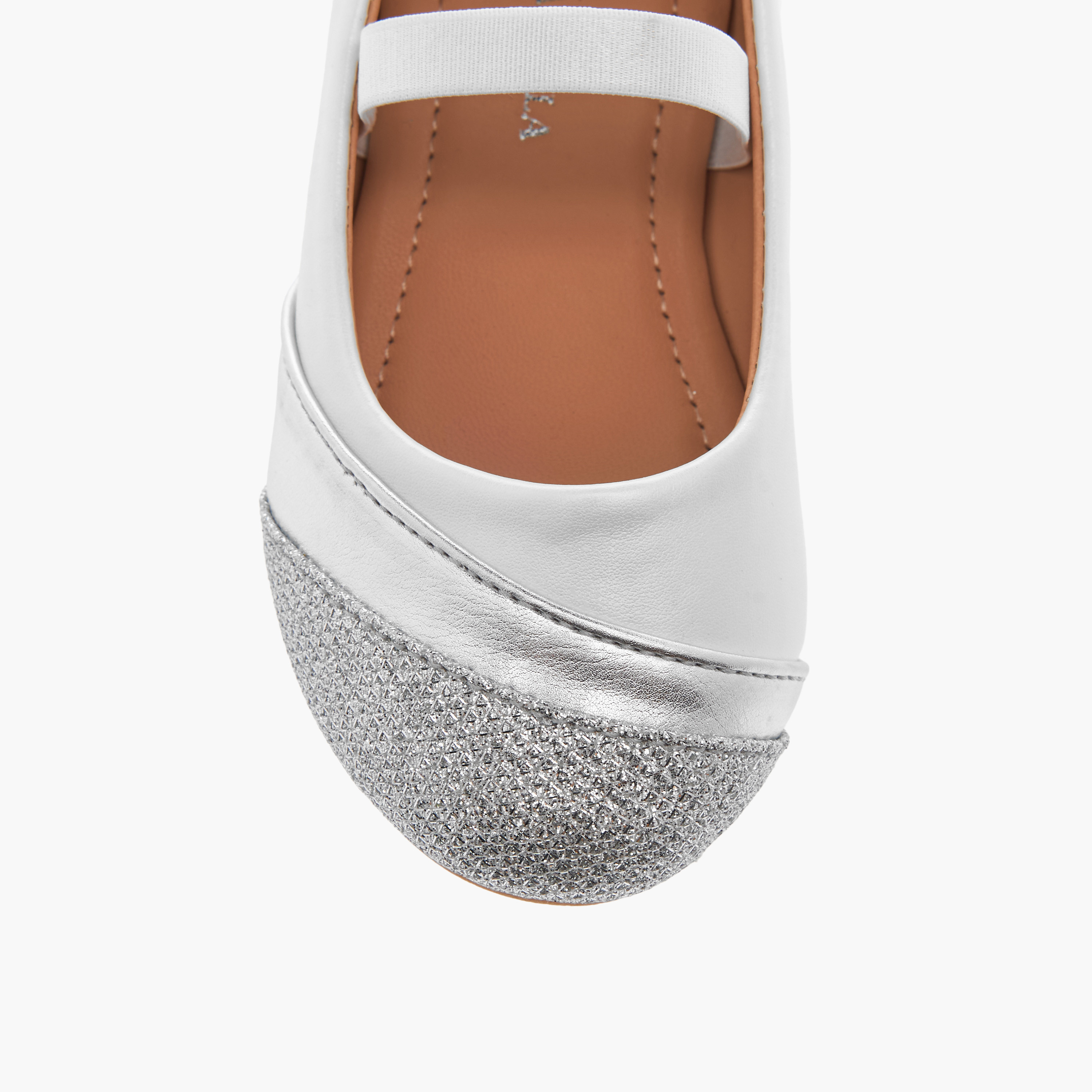 Flora Bella Textured Ballerina Shoes with Elasticated Strap-girls-shoes-ballerinas-image-4