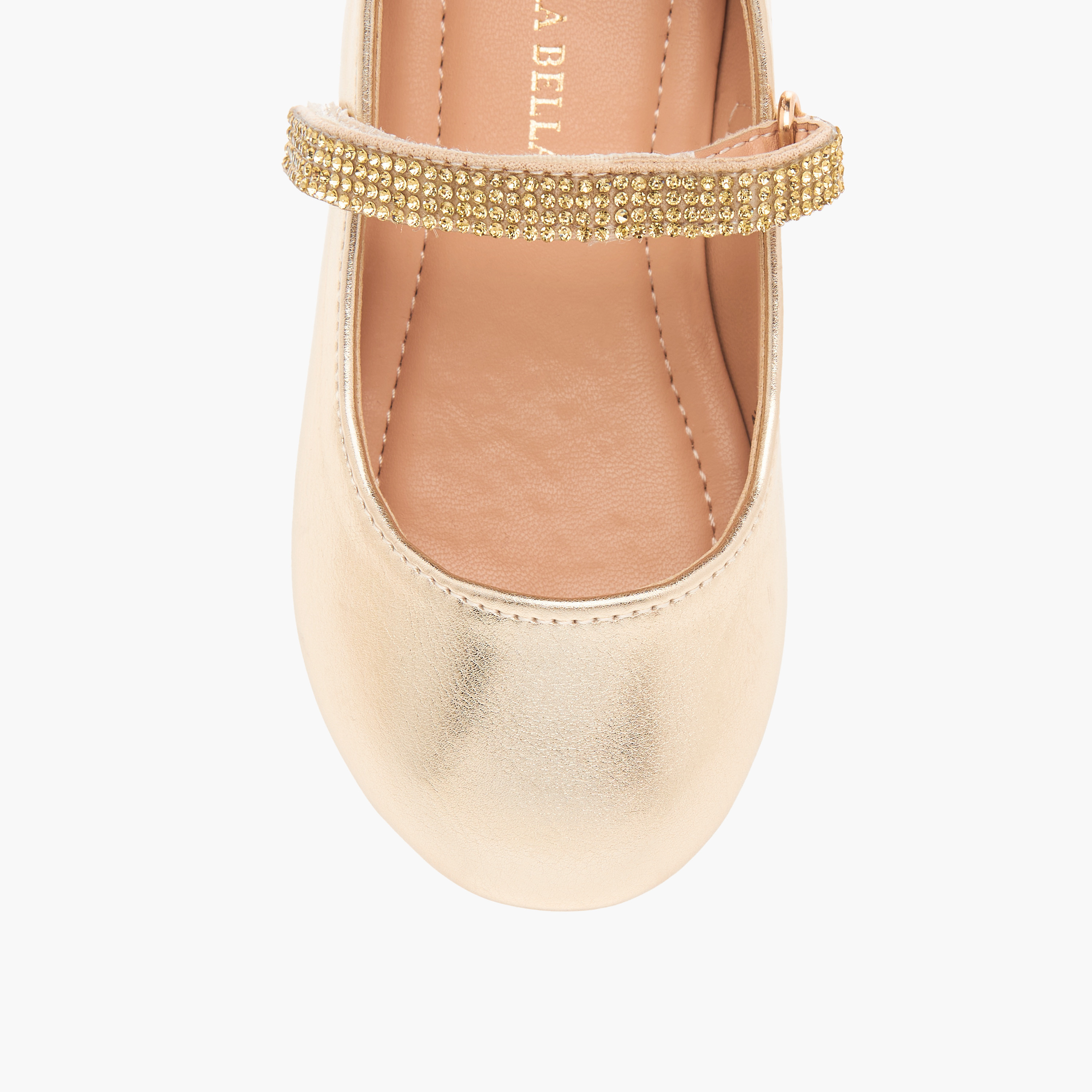 Flora Bella Embellished Ballerina Shoes with Hook and Loop Closure-girls-shoes-ballerinas-image-4