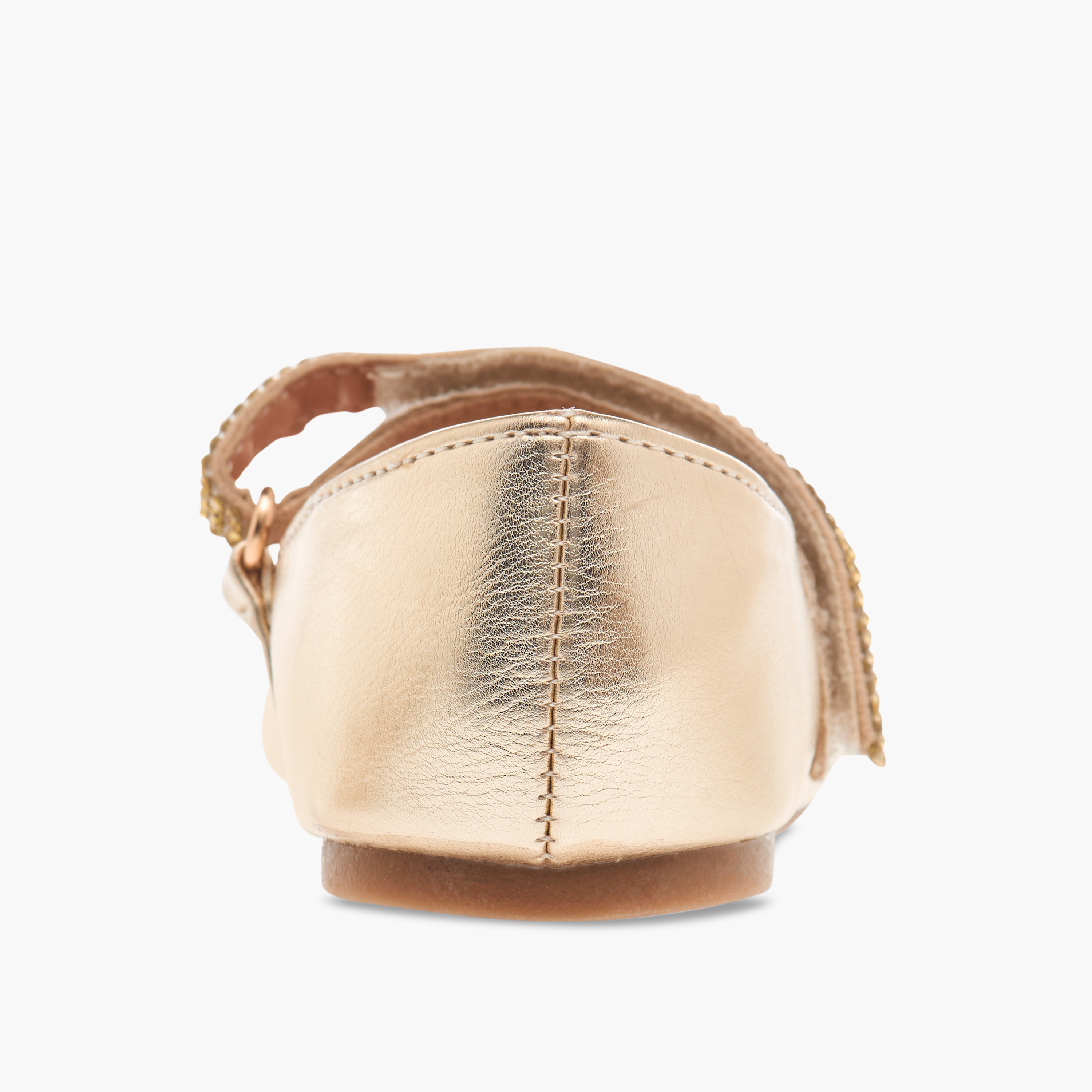 Flora Bella Embellished Ballerina Shoes with Hook and Loop Closure-girls-shoes-ballerinas-image-5