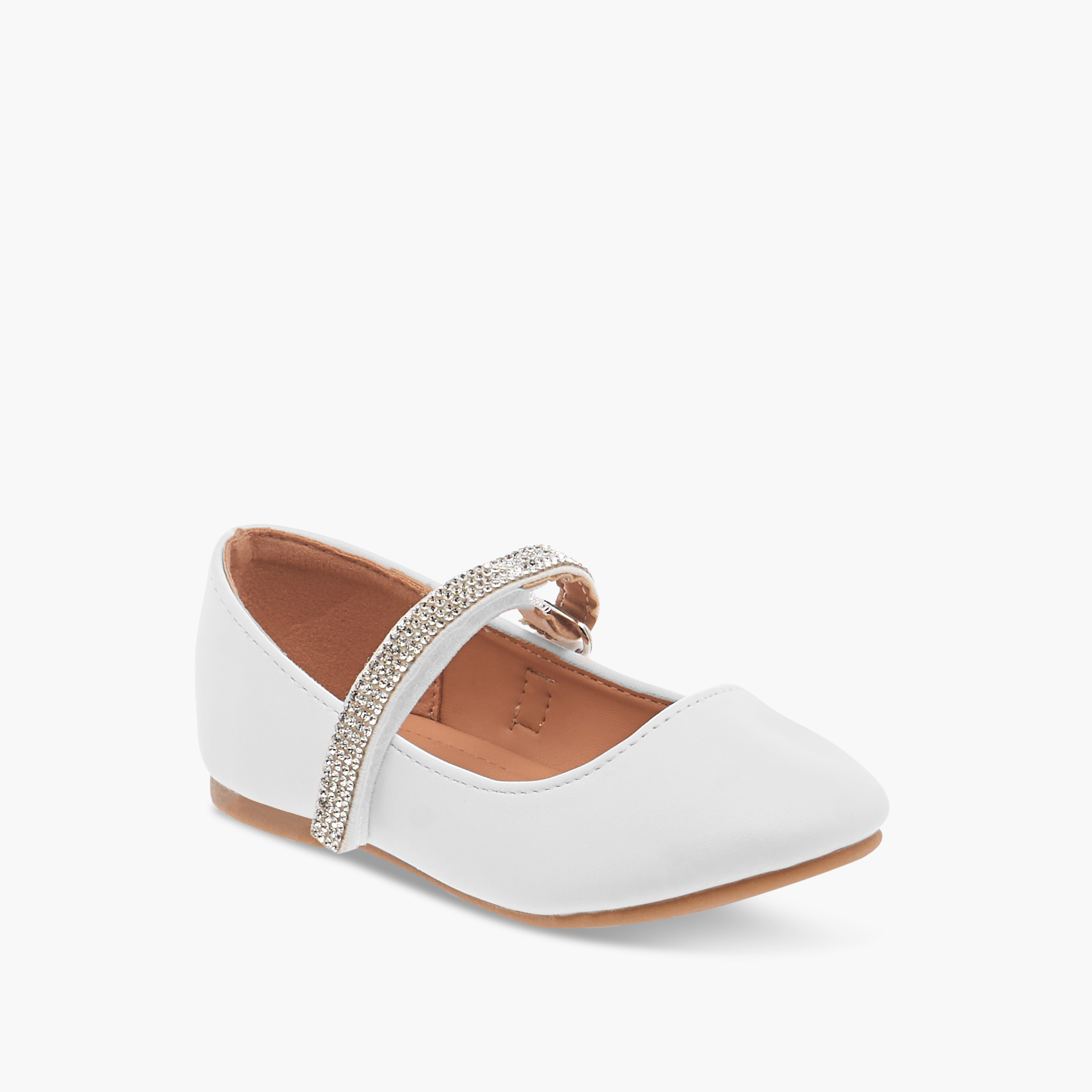 Flora Bella Embellished Ballerina Shoes with Hook and Loop Closure-girls-shoes-ballerinas-image-2