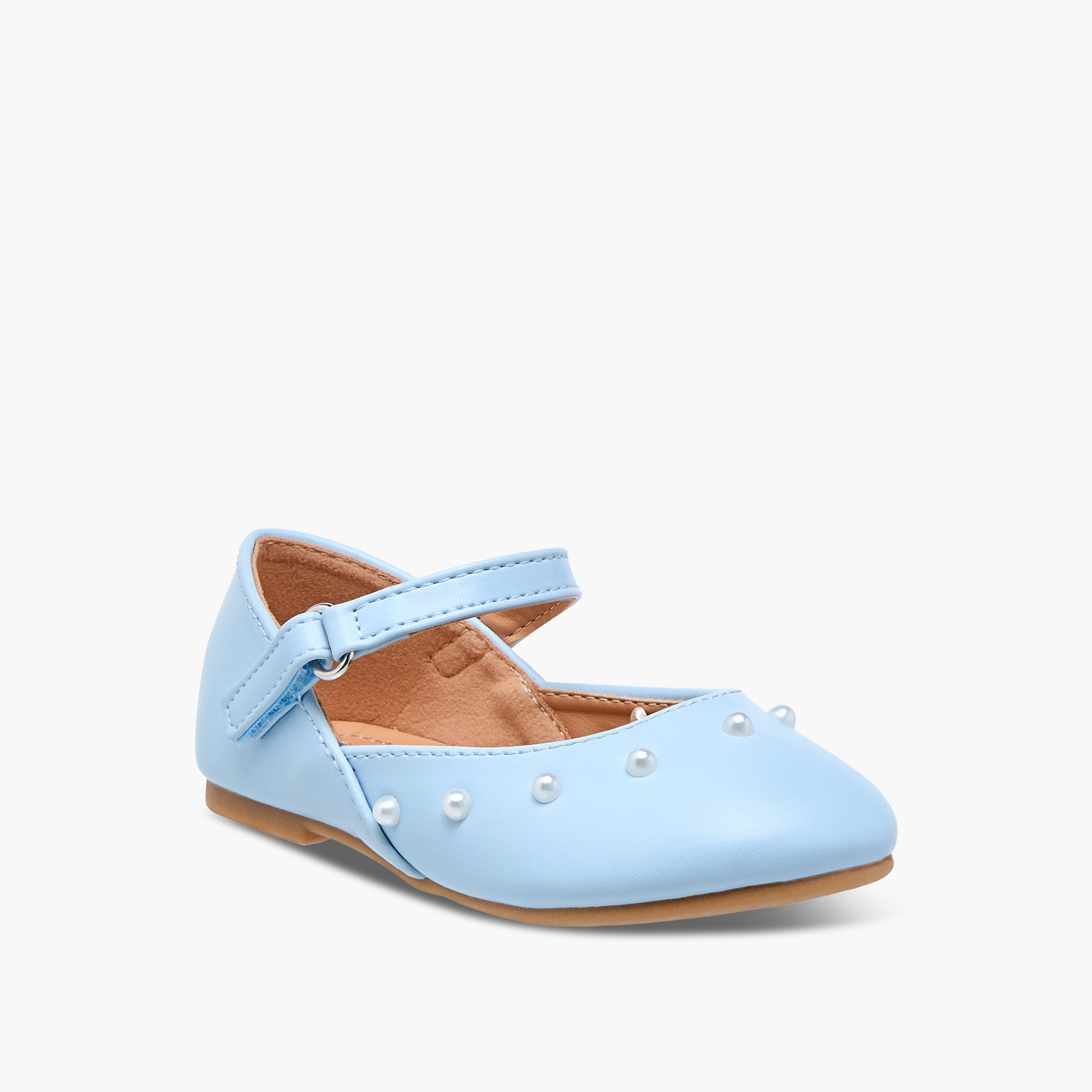 Flora Bella Embellished Ballerina Shoes with Hook and Loop Closure-girls-shoes-ballerinas-image-2