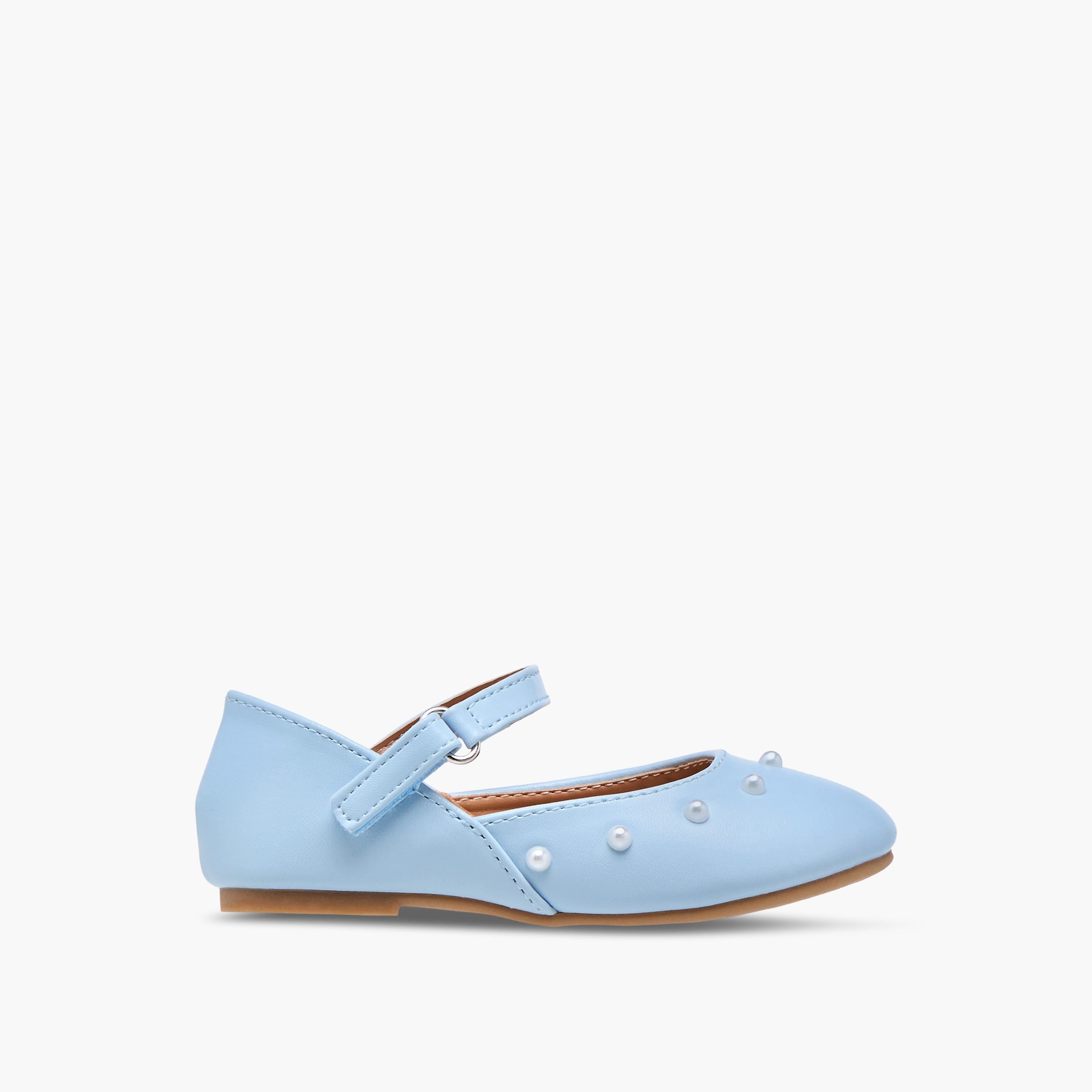 Flora Bella Embellished Ballerina Shoes with Hook and Loop Closure-girls-shoes-ballerinas-image-3