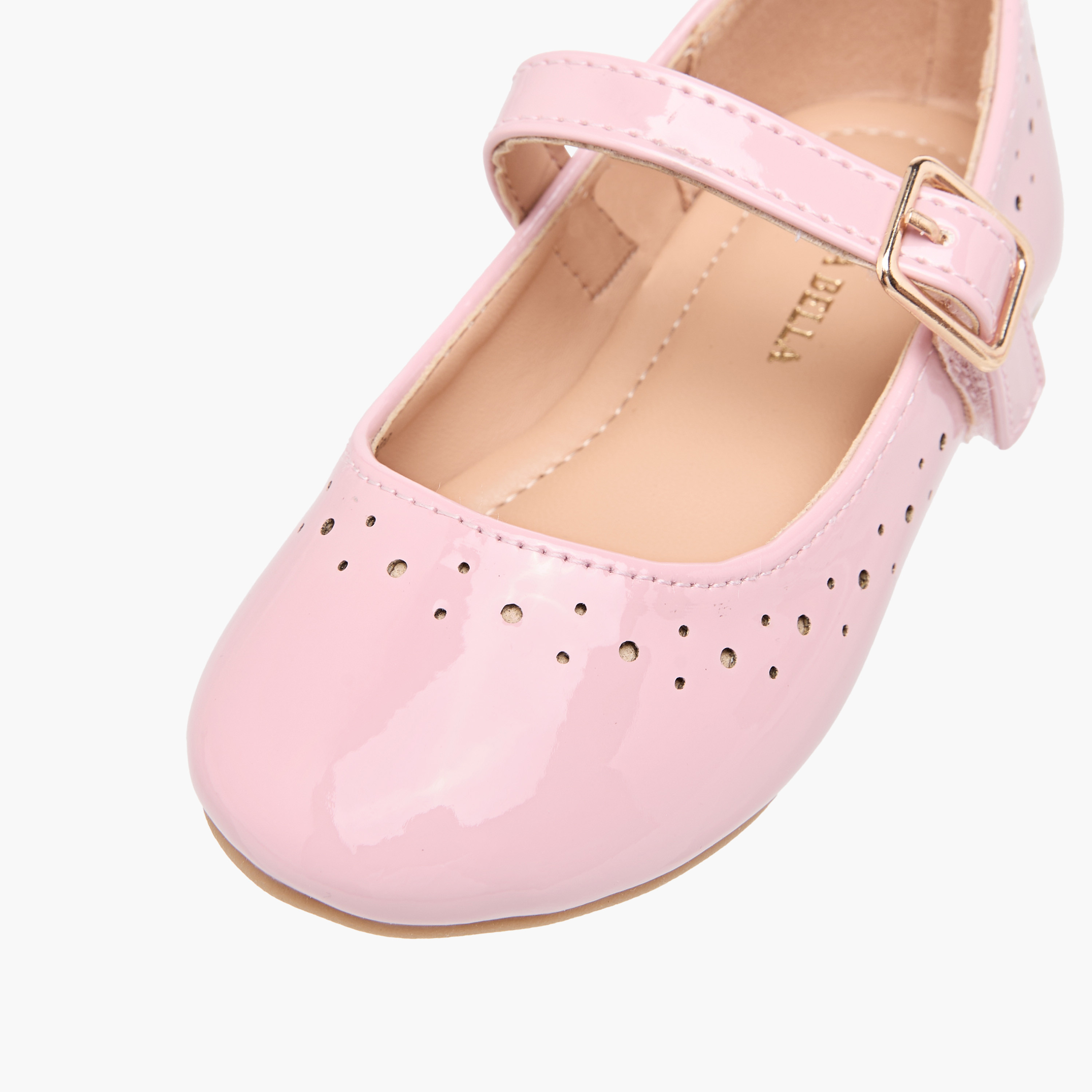 Flora Bella Cutout Detail Ballerina Shoes with Buckle Closure-girls-shoes-maryjanes-image-6