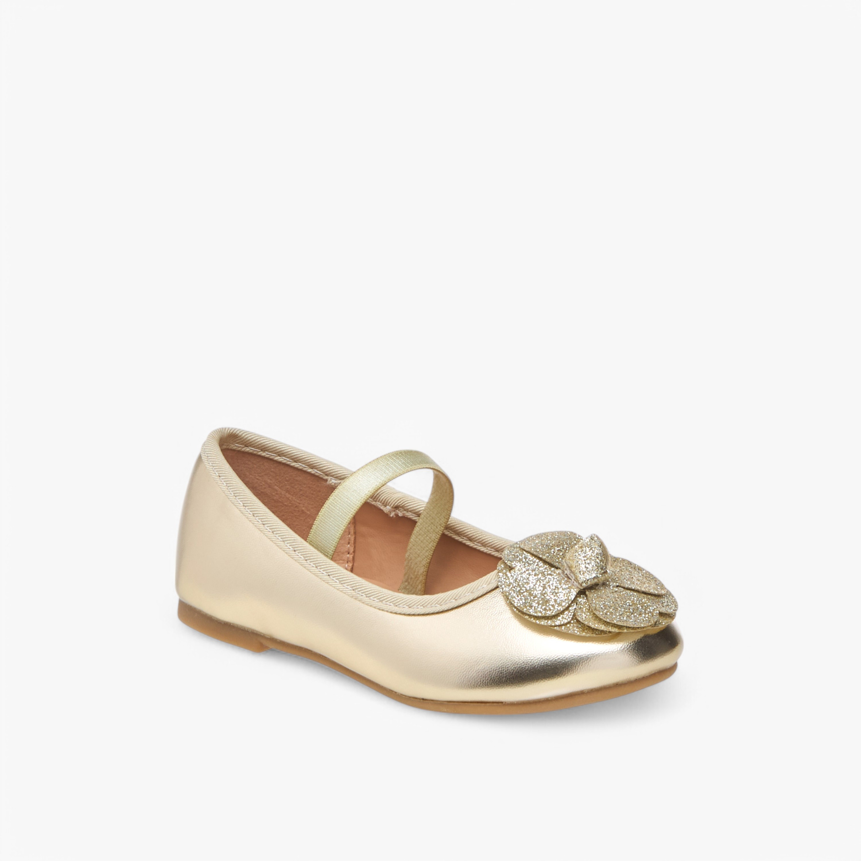 حذاء باليرينا بحزام مطاطي وتزيينات زهور من فلورا بيلا-girls-shoes-ballerinas-image-2