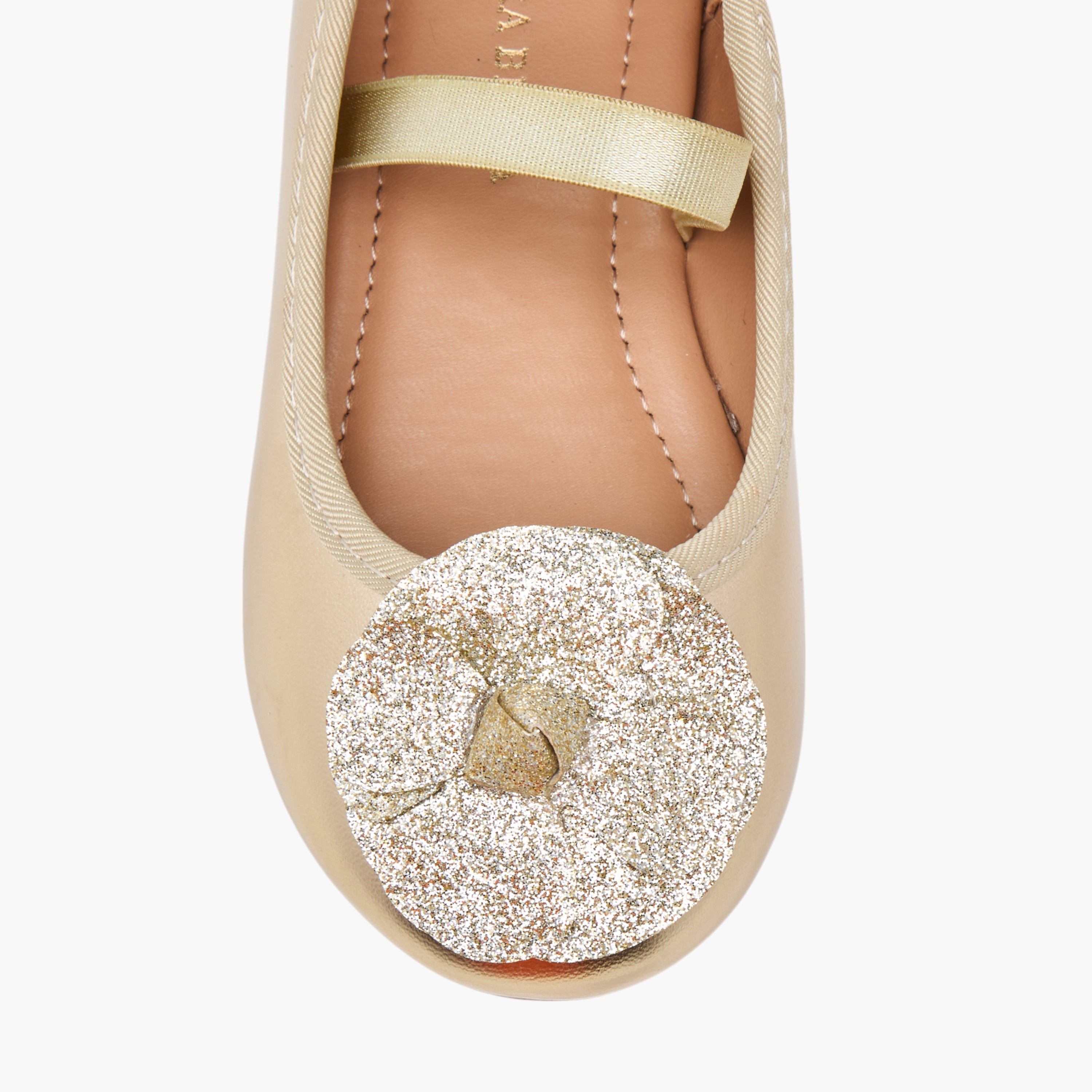 حذاء باليرينا بحزام مطاطي وتزيينات زهور من فلورا بيلا-girls-shoes-ballerinas-image-4