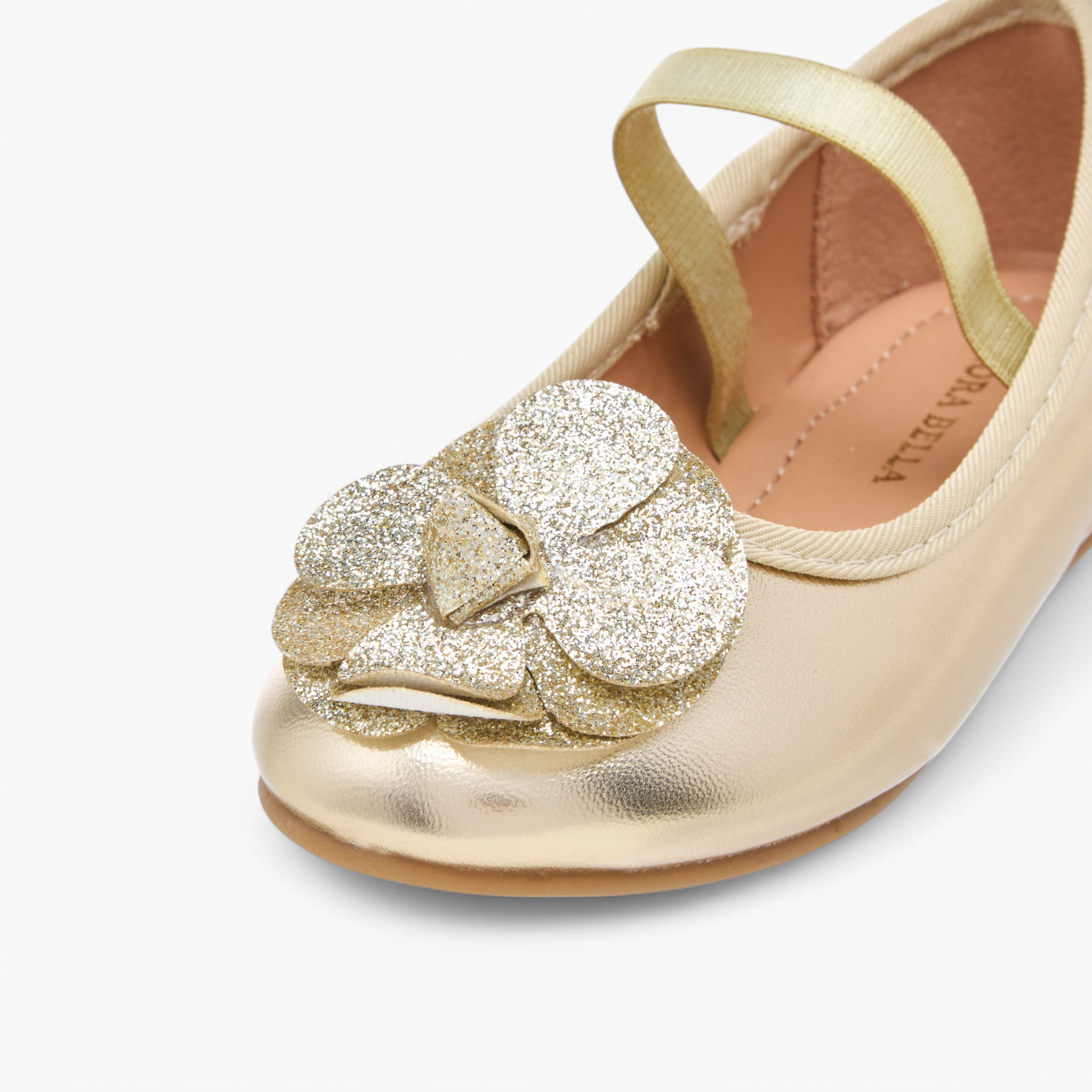 حذاء باليرينا بحزام مطاطي وتزيينات زهور من فلورا بيلا-girls-shoes-ballerinas-image-6