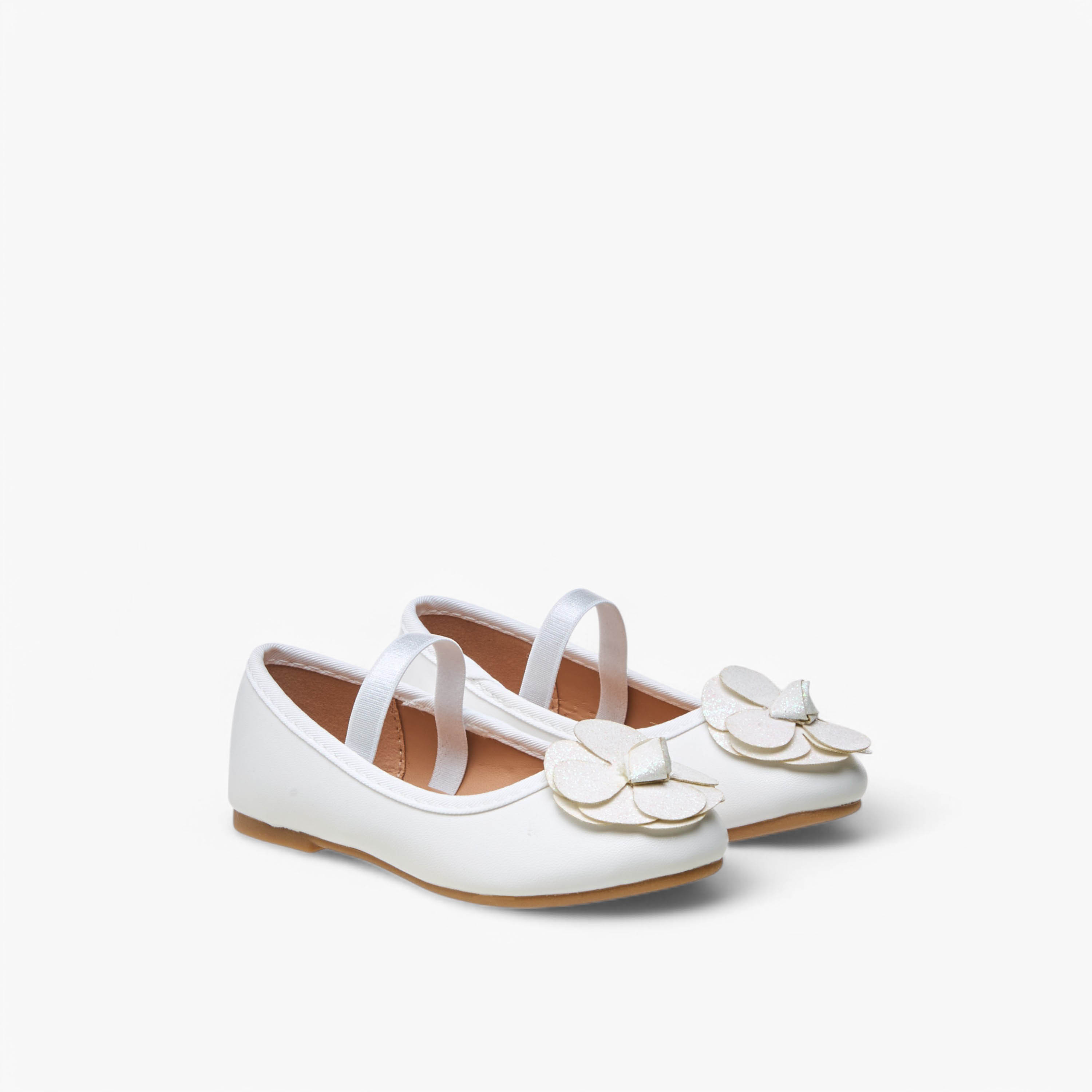 Flora Bella Flower Embellished Ballerina Shoes with Elastic Closure-girls-shoes-ballerinas-image-1