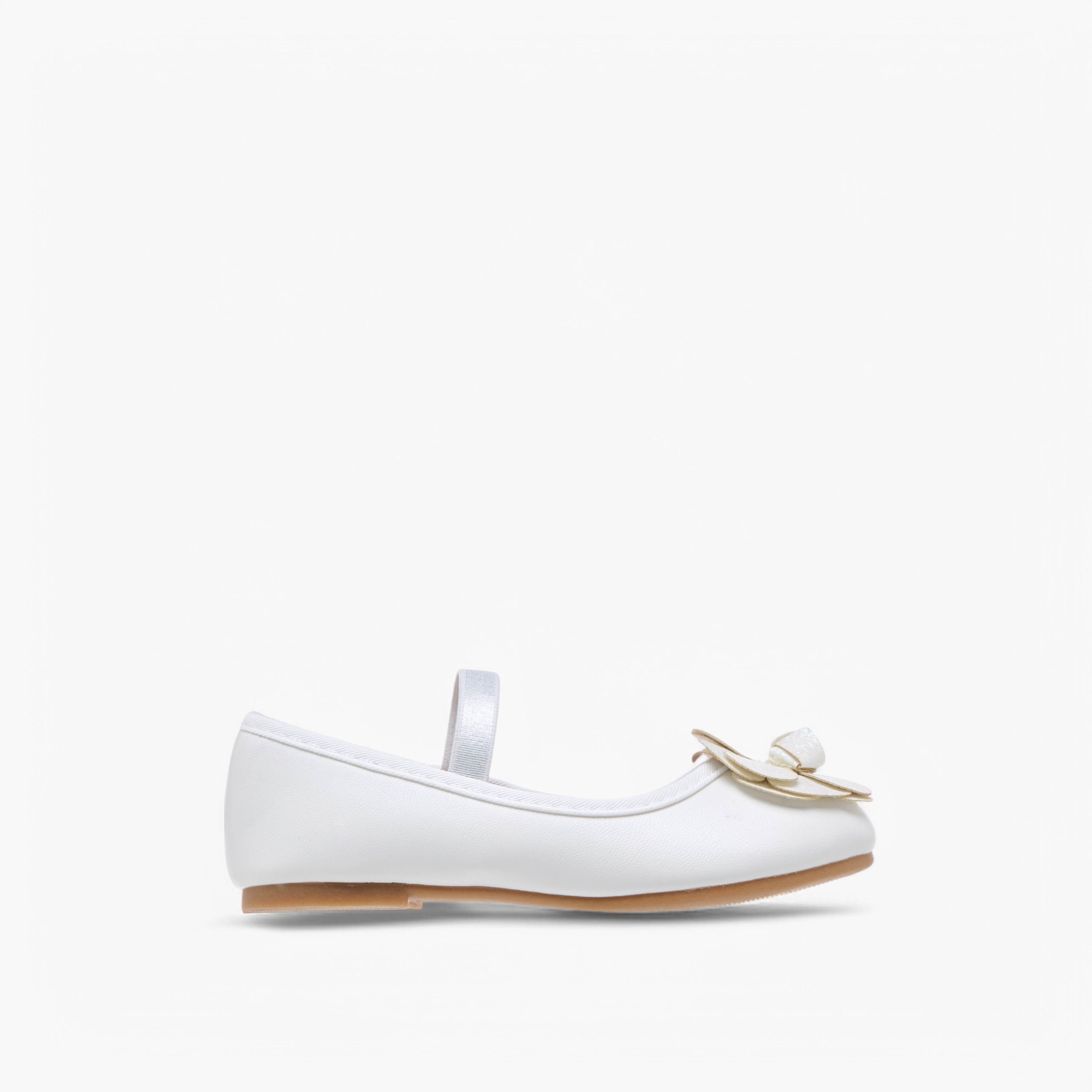 Flora Bella Flower Embellished Ballerina Shoes with Elastic Closure-girls-shoes-ballerinas-image-3