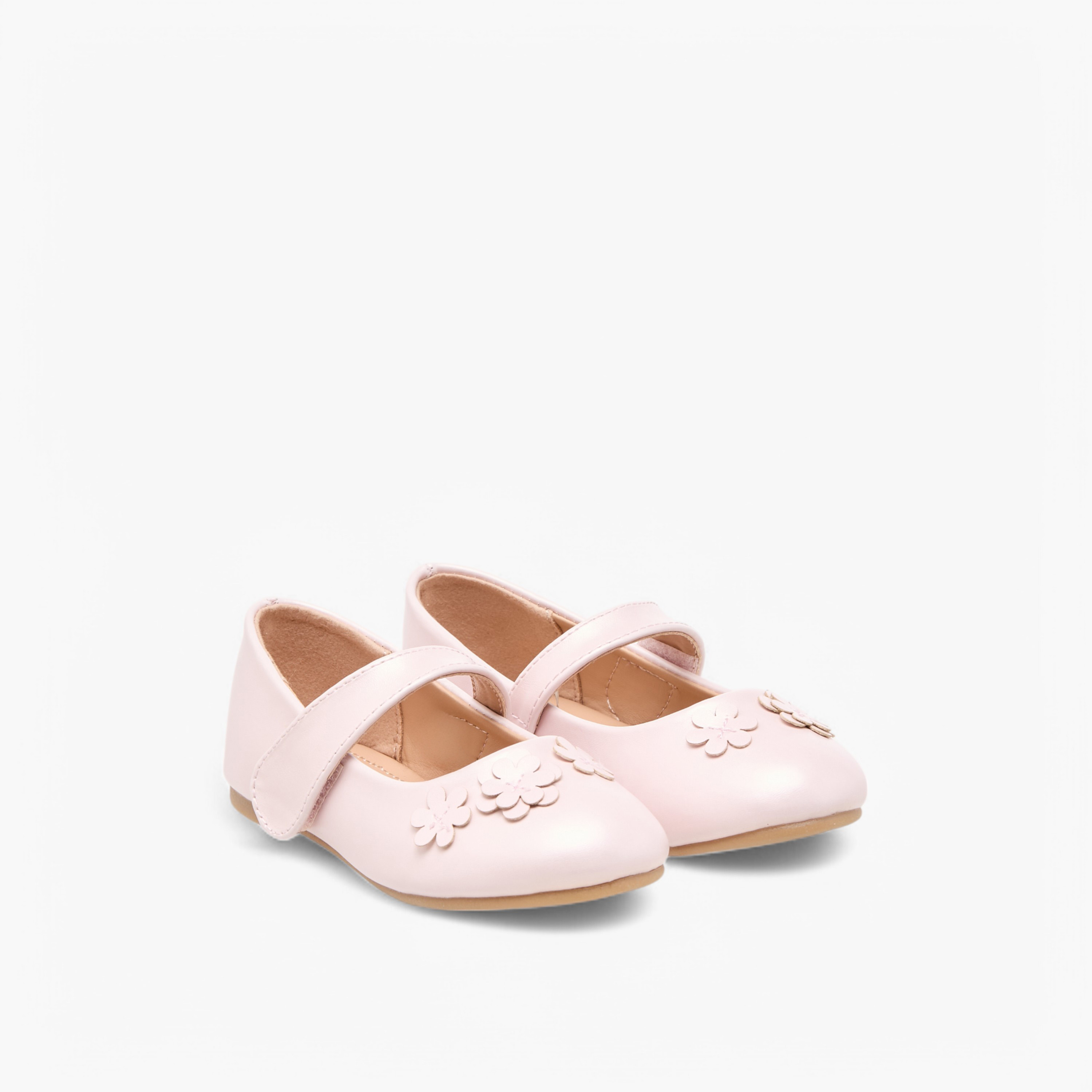 Flora Bella Floral Applique Ballerina Shoes with Hook and Loop Closure-girls-shoes-ballerinas-image-1