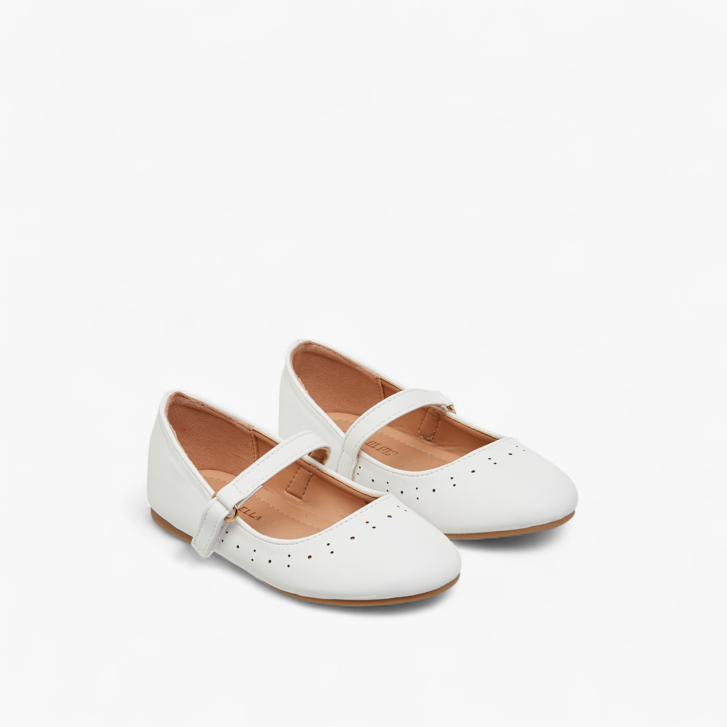 Flora Bella Cutout Detail Ballerina Shoes with Hook and Loop Closure-girls-shoes-ballerinas-image-1