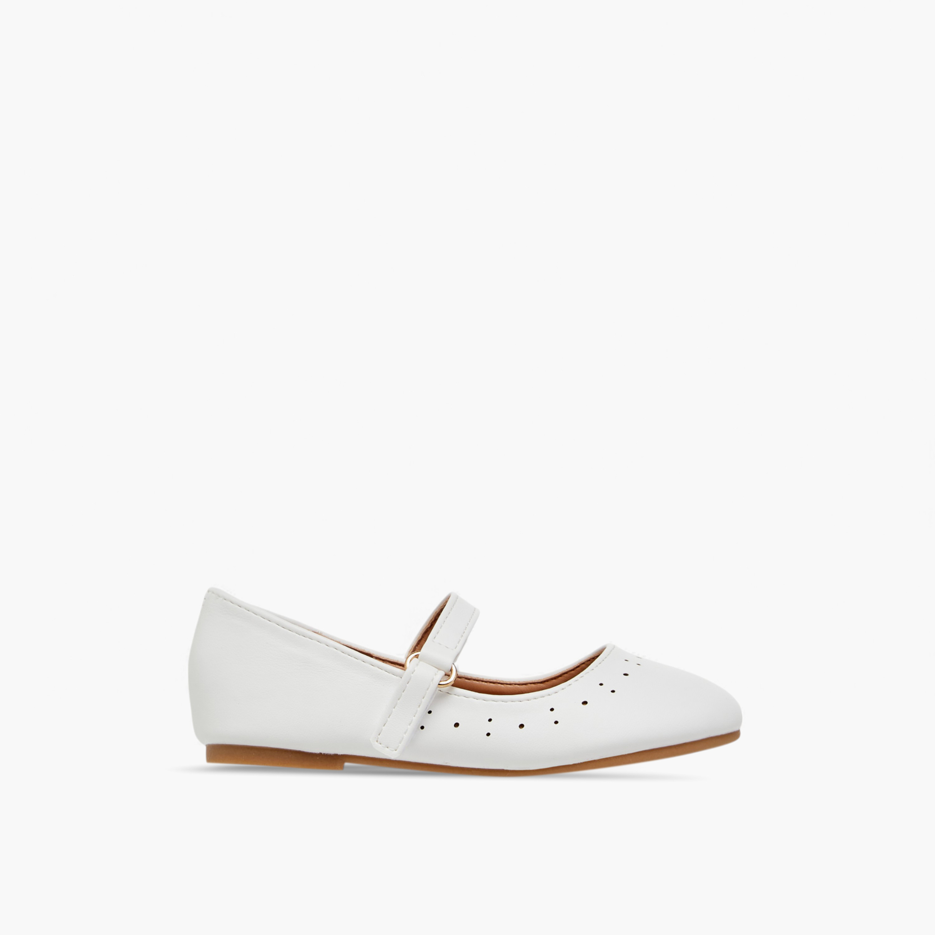 Flora Bella Cutout Detail Ballerina Shoes with Hook and Loop Closure-girls-shoes-ballerinas-image-3
