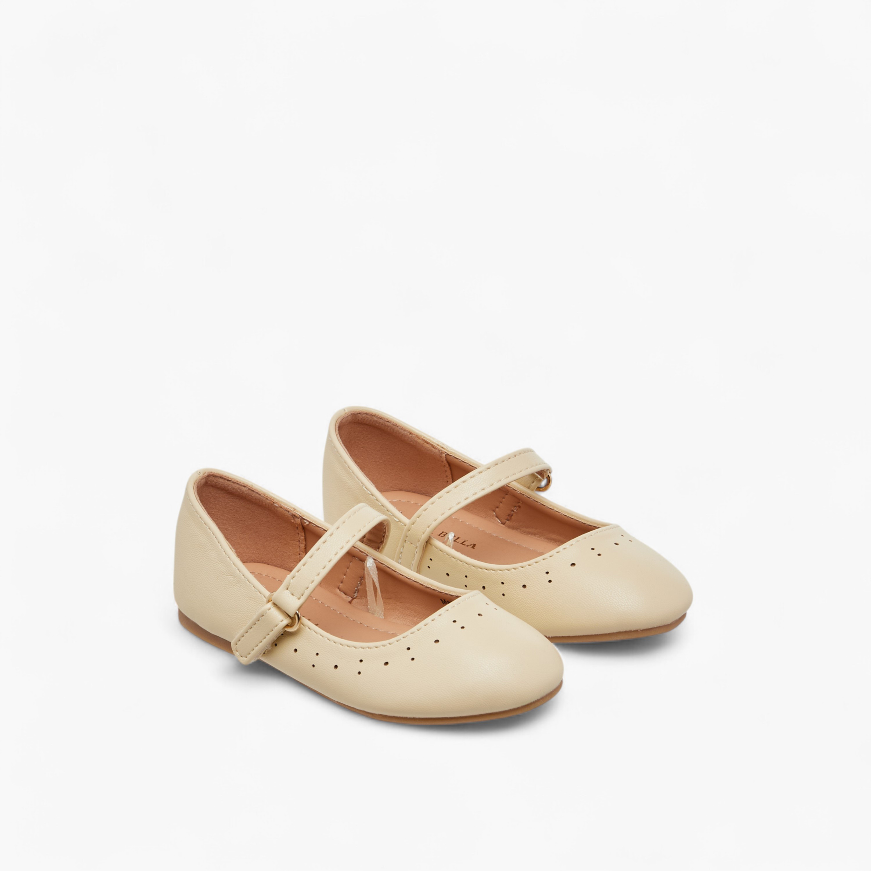 حذاء باليرينا بشريط إغلاق لاصق وتفاصيل مفرغة من فلورا بيلا-girls-shoes-ballerinas-image-1