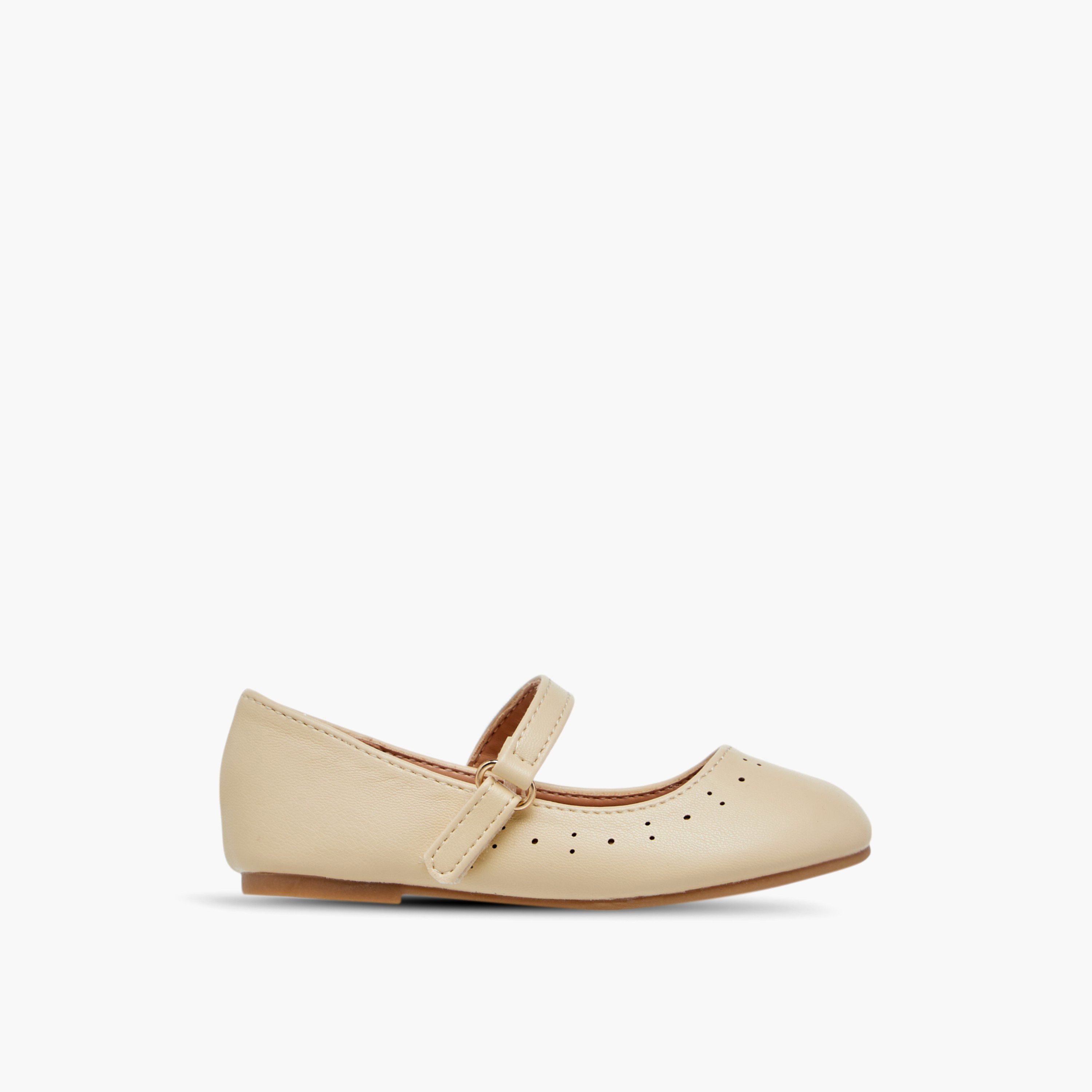 حذاء باليرينا بشريط إغلاق لاصق وتفاصيل مفرغة من فلورا بيلا-girls-shoes-ballerinas-image-3