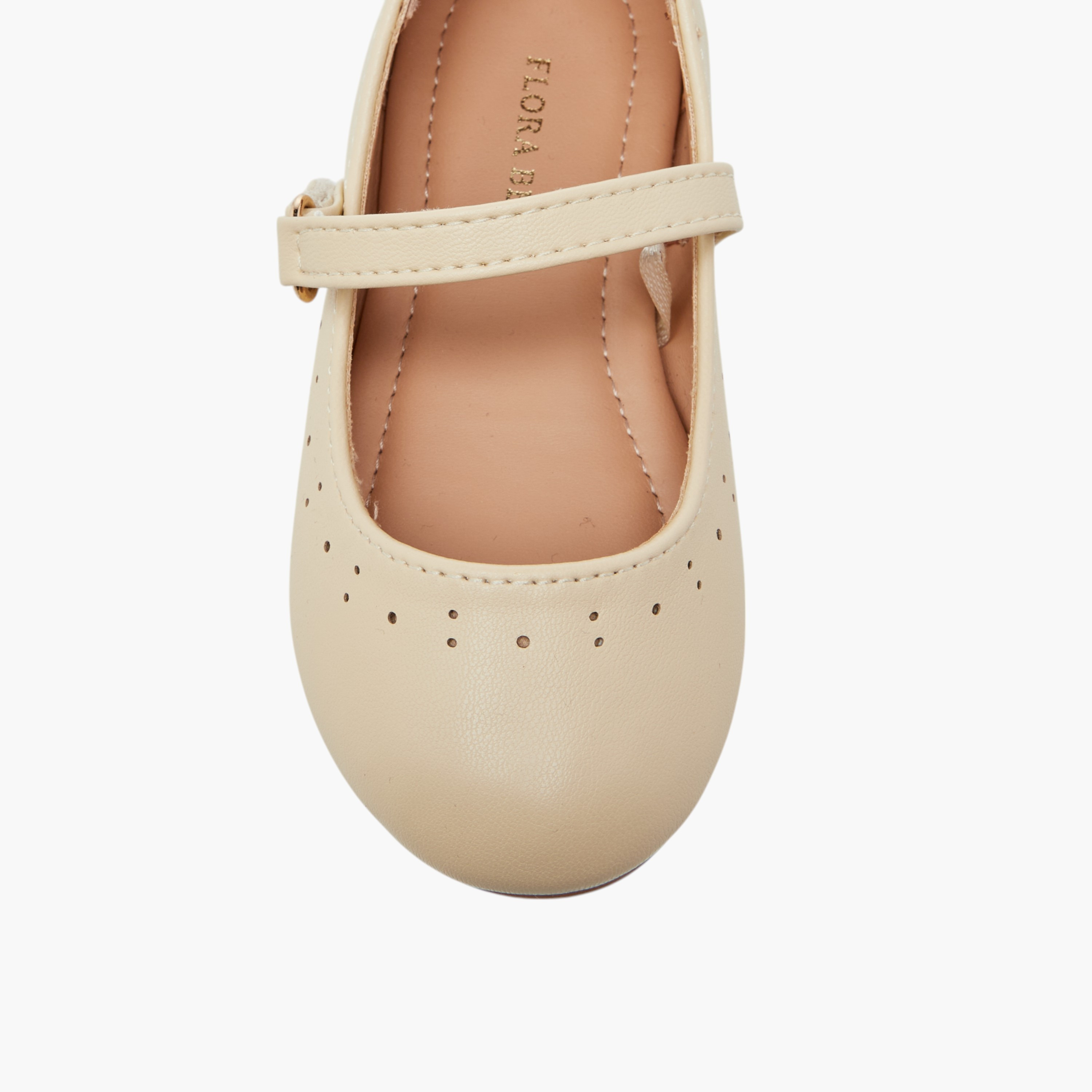 حذاء باليرينا بشريط إغلاق لاصق وتفاصيل مفرغة من فلورا بيلا-girls-shoes-ballerinas-image-4