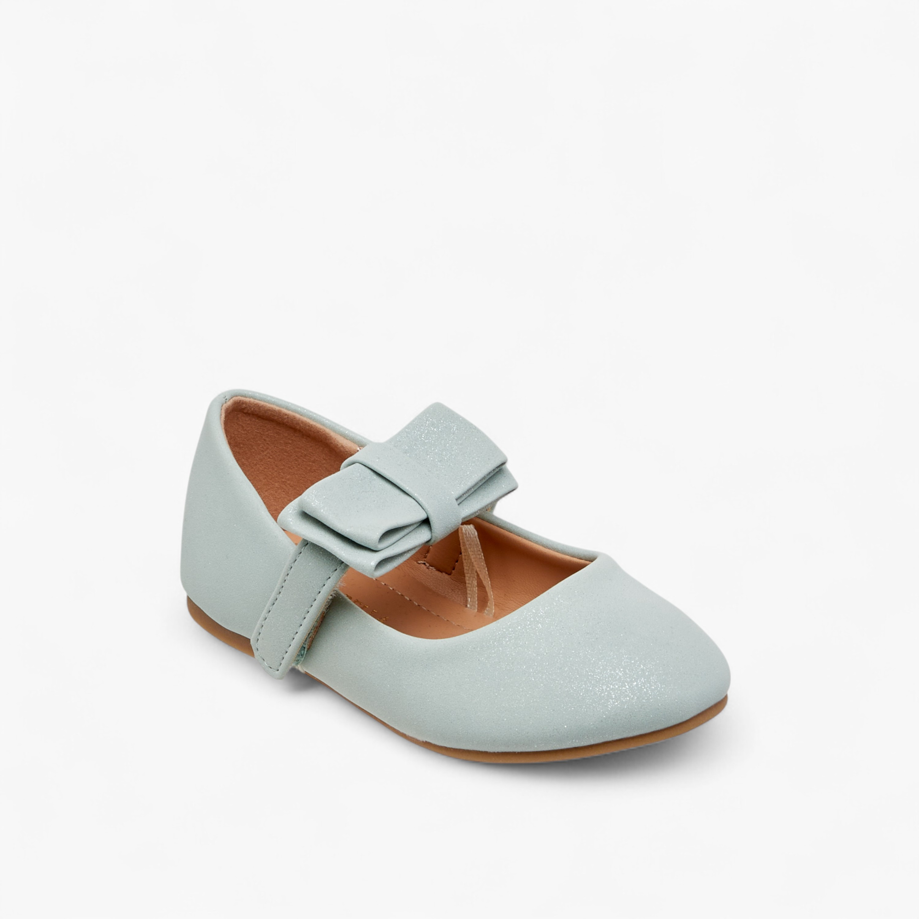 Flora Bella Bow Accent Ballerina Shoes with Hook and Loop Closure-girls-shoes-maryjanes-image-2
