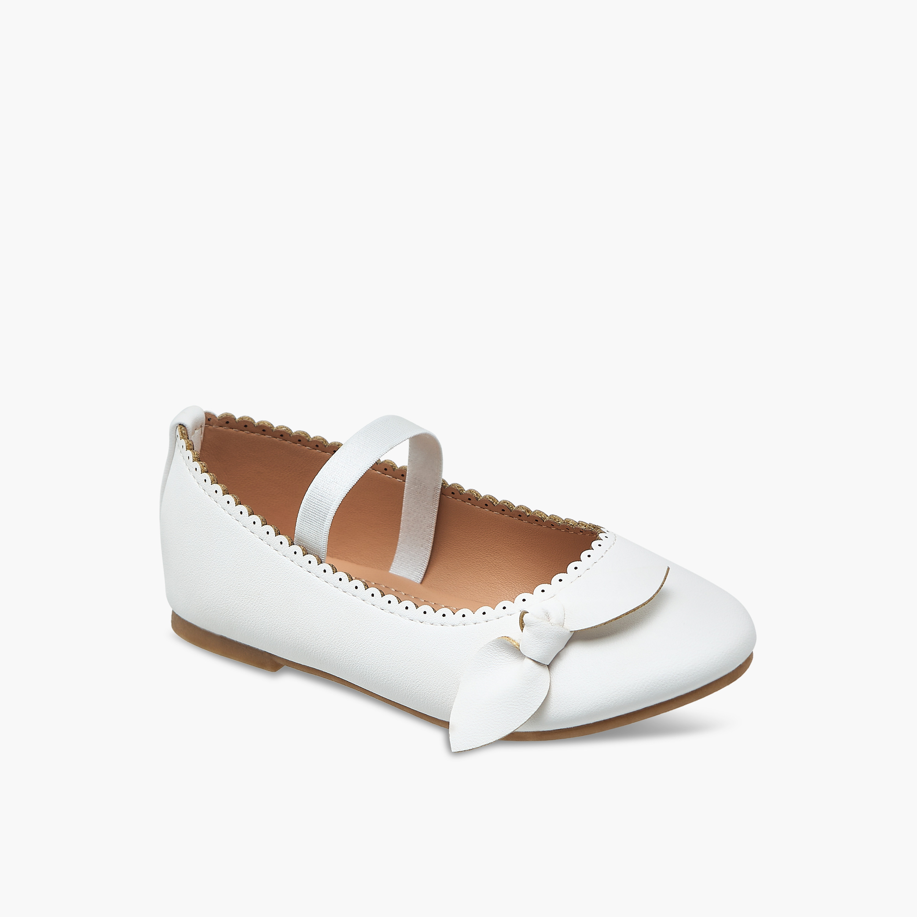Flora Bella Textured Ballerina Shoes with Elastic and Bow Detail-girls-shoes-ballerinas-image-2