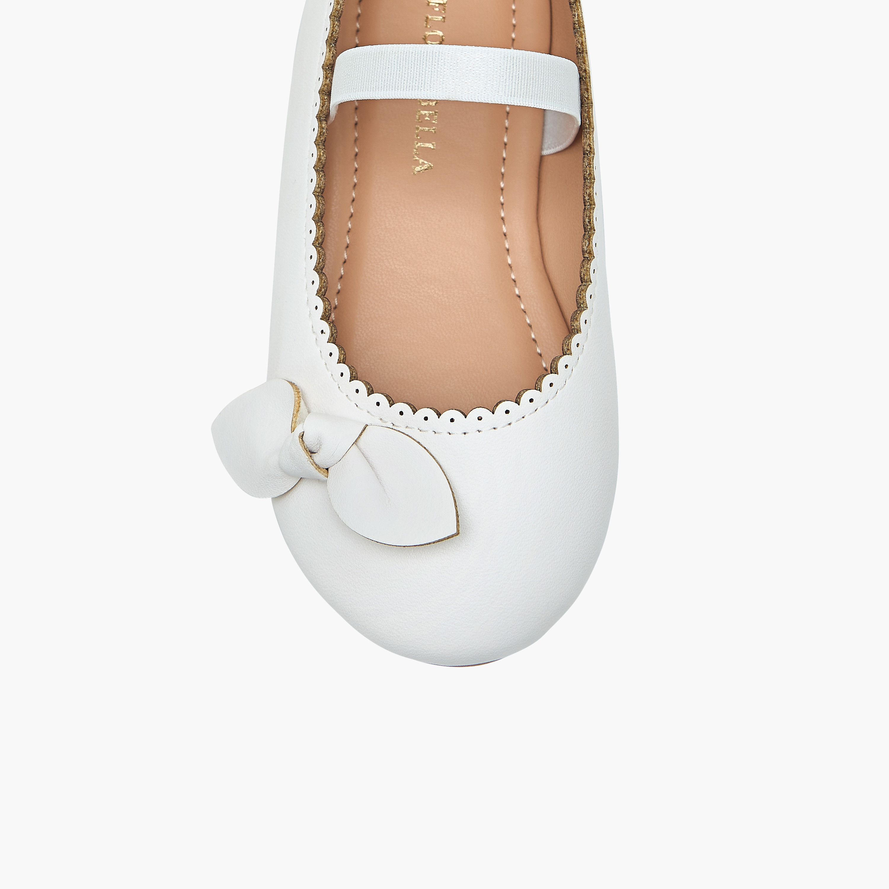 Flora Bella Textured Ballerina Shoes with Elastic and Bow Detail-girls-shoes-ballerinas-image-4
