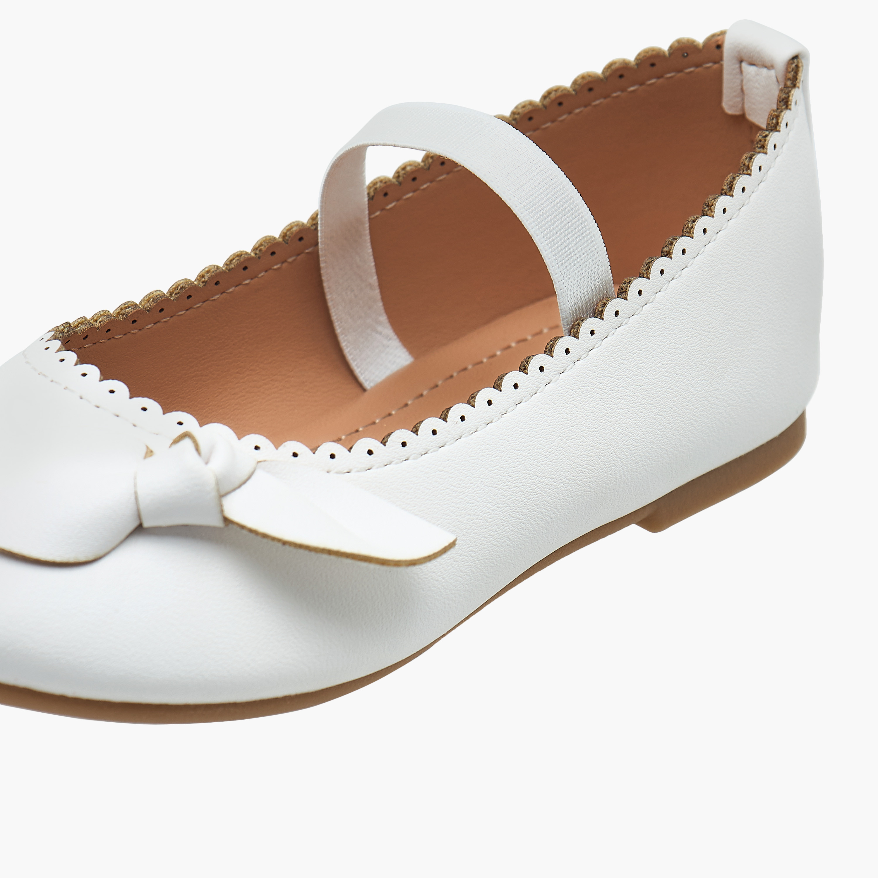 Flora Bella Textured Ballerina Shoes with Elastic and Bow Detail-girls-shoes-ballerinas-image-6