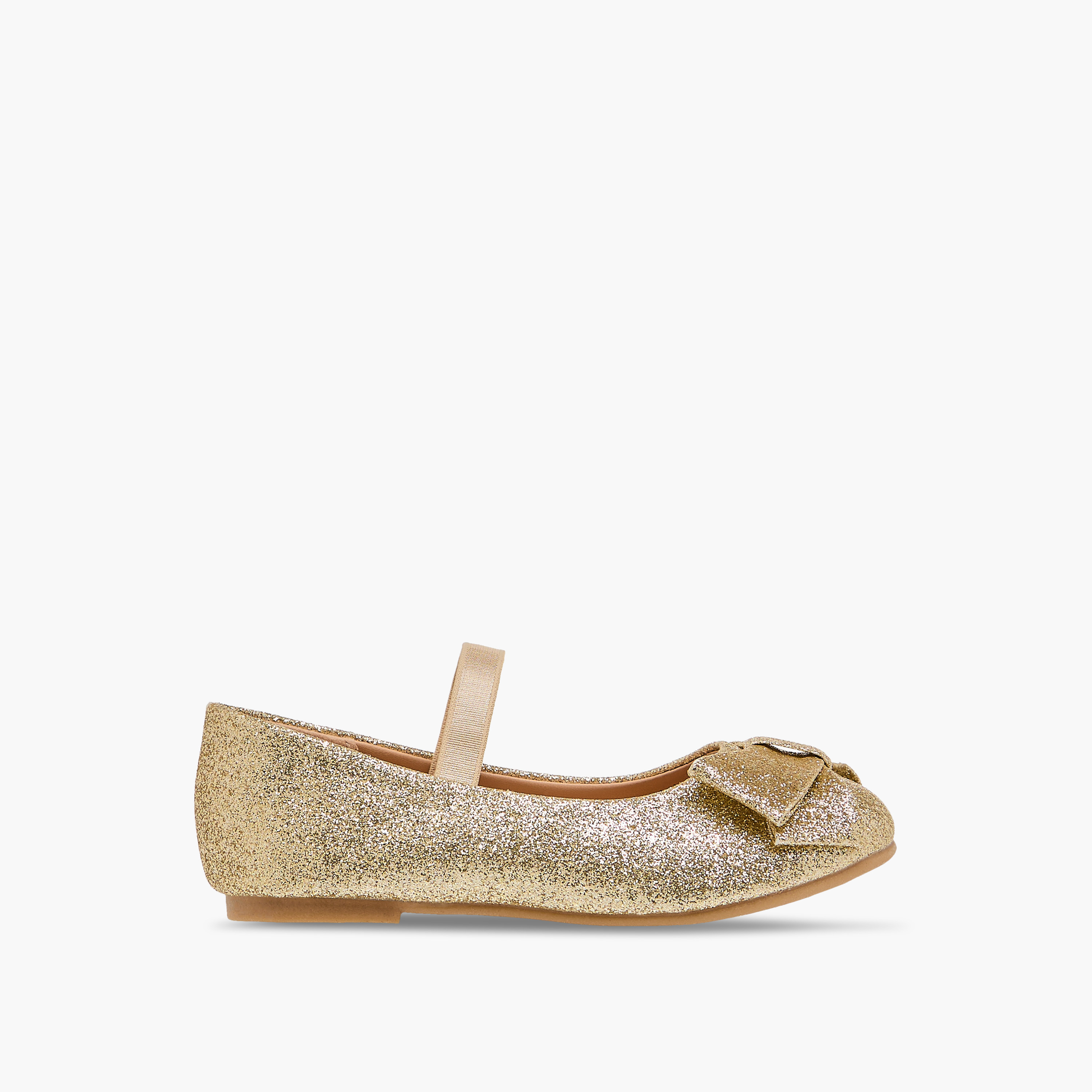 Flora Bella Bow Embellished Ballerina Shoes with Elasticated Strap-girls-shoes-ballerinas-image-3