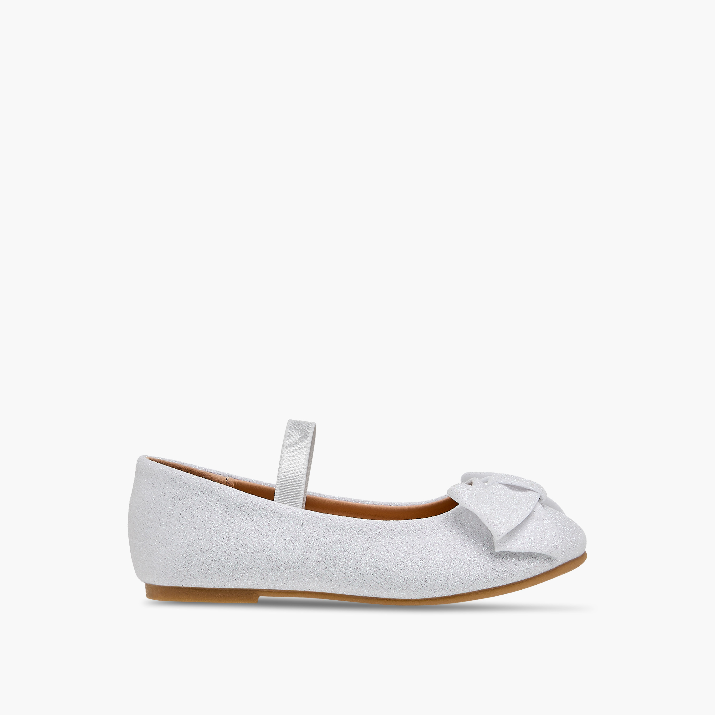 Flora Bella Bow Embellished Ballerina Shoes with Elasticated Strap-girls-shoes-ballerinas-image-3