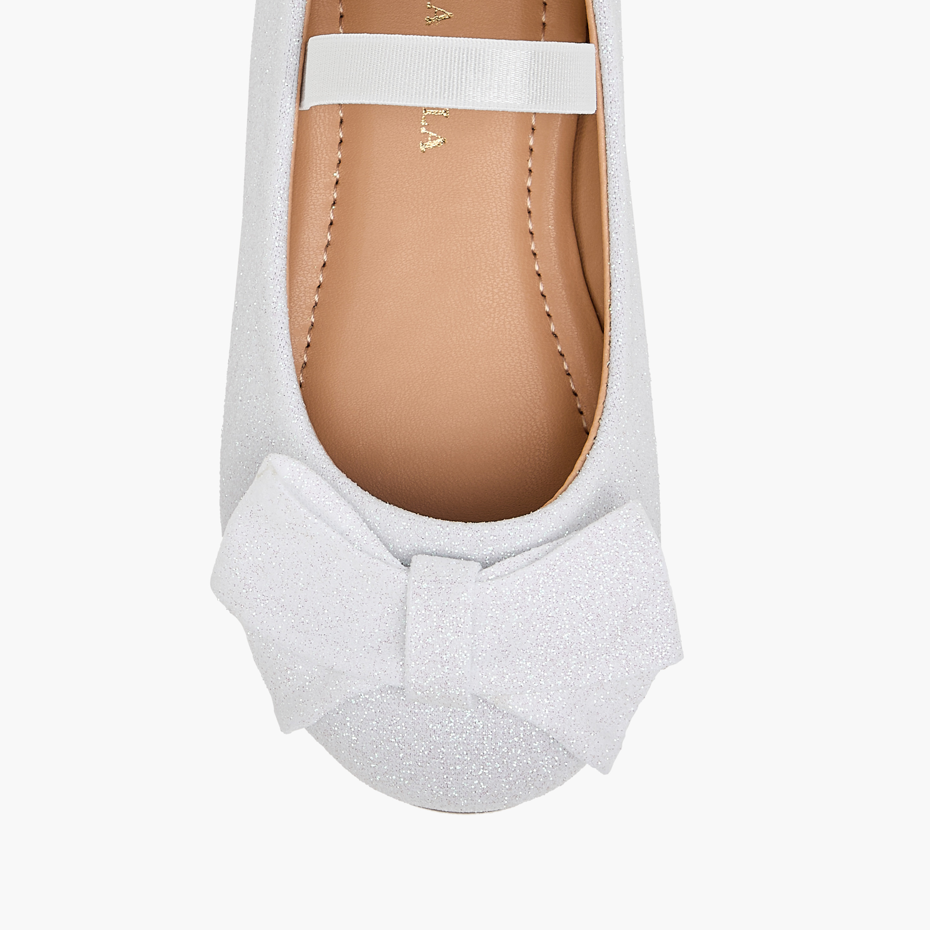 Flora Bella Bow Embellished Ballerina Shoes with Elasticated Strap-girls-shoes-ballerinas-image-4