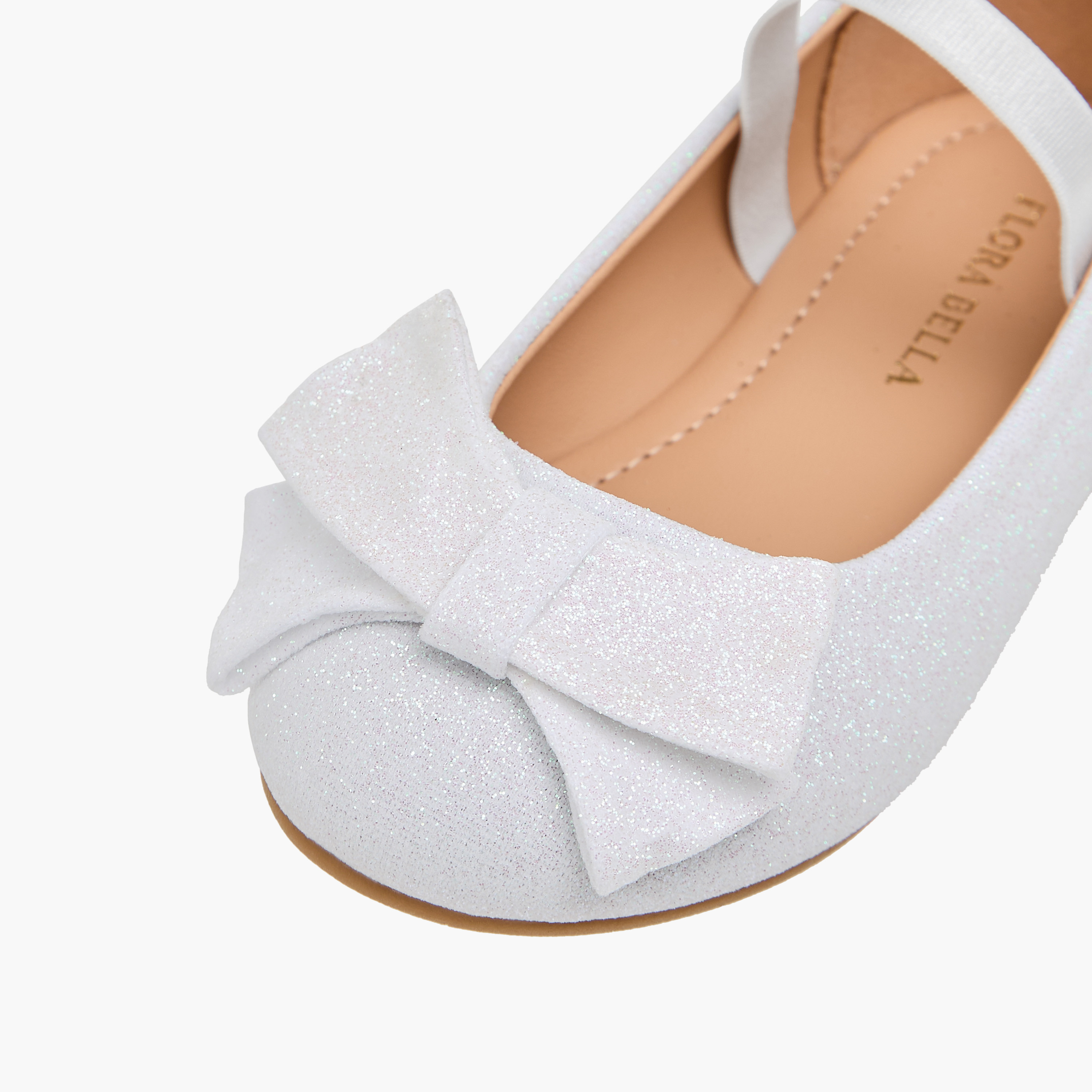 Flora Bella Bow Embellished Ballerina Shoes with Elasticated Strap-girls-shoes-ballerinas-image-6